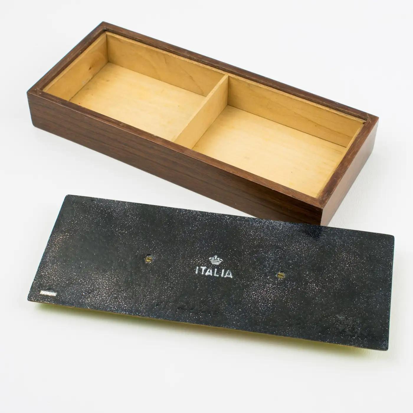 Mid-20th Century Paolo De Poli Wood and Enamel Box, Italy 1950s For Sale