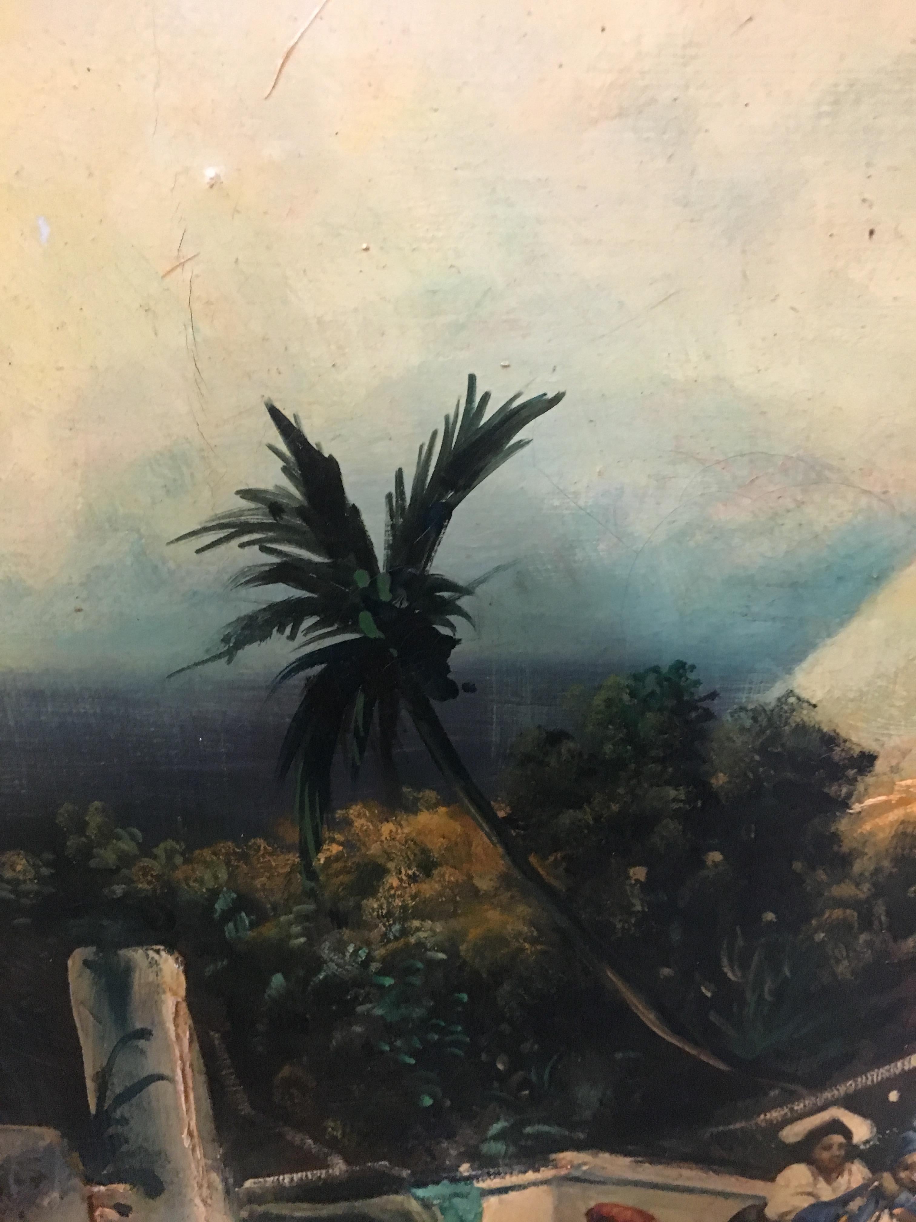 CAPRI -In the Manner of Giacinto Gigante-Posillipo School- Landescape-Painting - Brown Landscape Painting by Paolo De Robertis