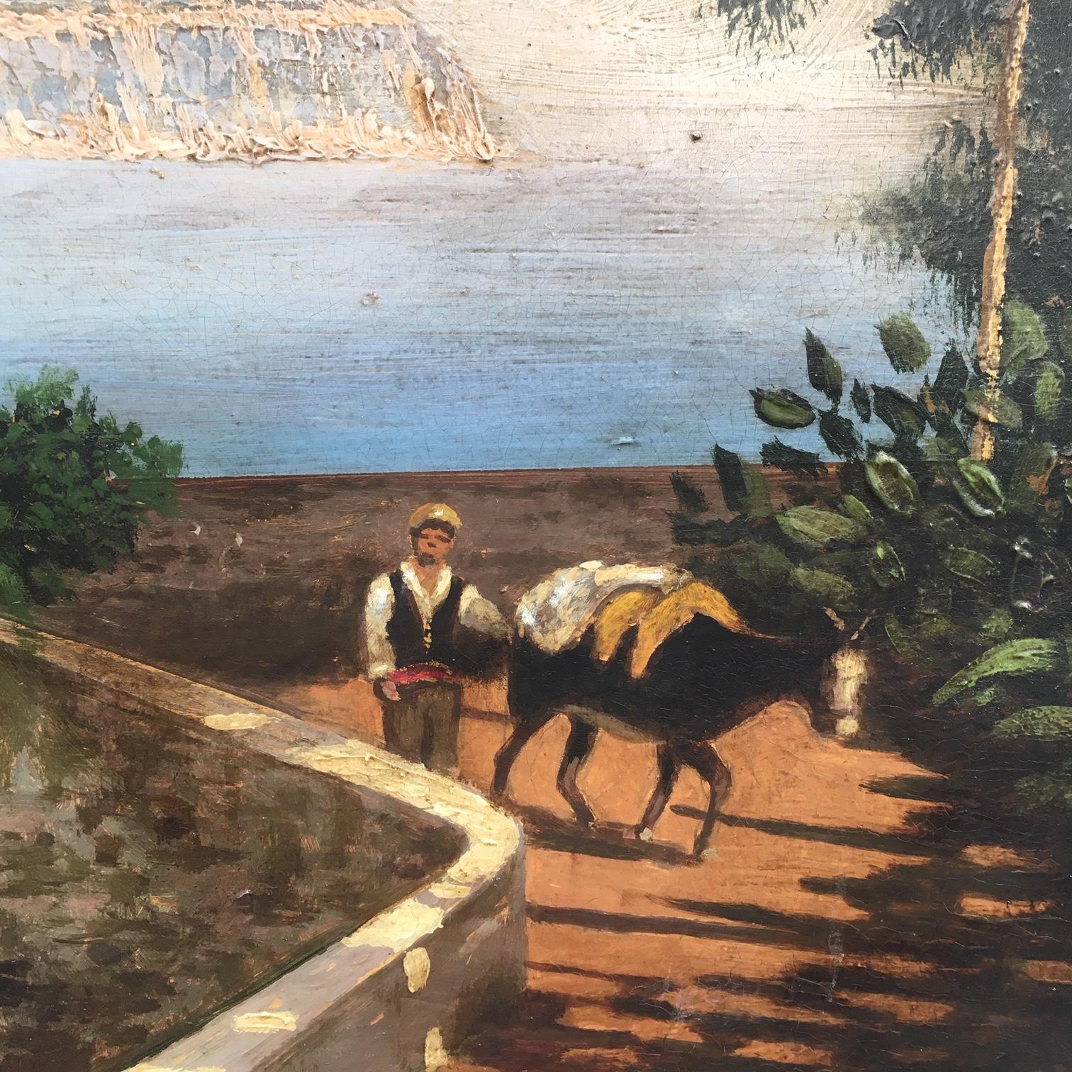 COAST- Posillipo School - Italian Landscape Oil on Canvas Painting For Sale 1