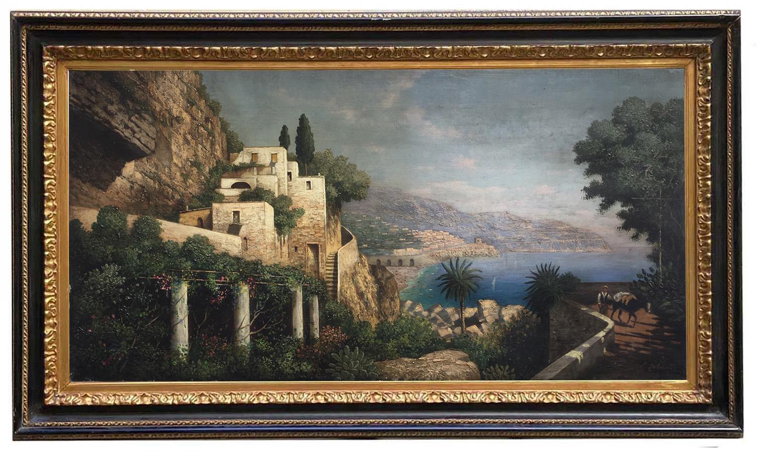 Paolo De Robertis Landscape Painting - COAST- Posillipo School - Italian Landscape Oil on Canvas Painting