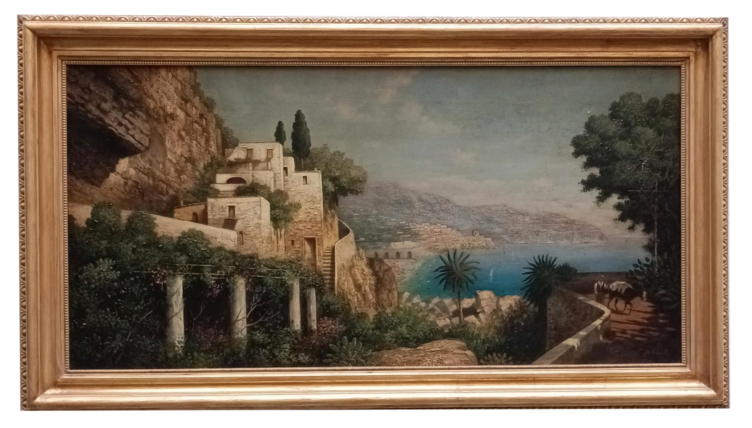 Landscape Painting di Paolo De Robertis - COAST - Scuola di Posillipo - Paesaggio italiano dipinto ad olio su tela