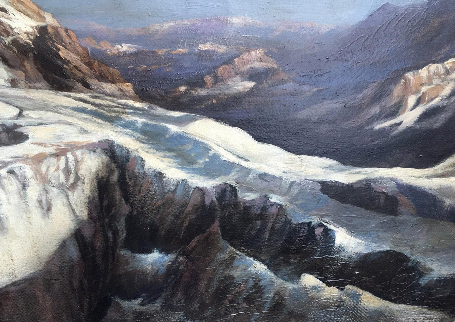 Winter Landscape - Oil on canvas cm. 60x120 by Paolo De Robertis, Italy 2002.  

Beautiful oil on canvas inspired by the work “Glacier in the Spitzbergen” by the artist Friederich Kallomorgen, German impressionist painter and teacher of painting at