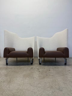 Paolo Deganello "Torso" Poltrone da salotto in pelle e bouclè per Cassina - Coppia