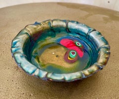 Paolo di Poli enameled copper bowl with organic design , Italy 1960