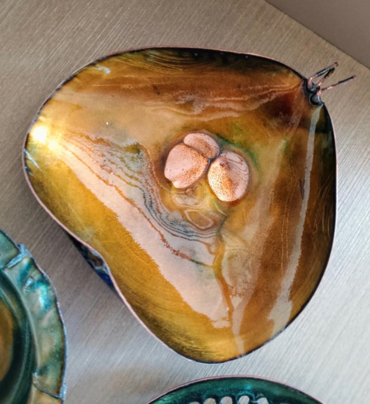 Mid-Century Modern Paolo di Poli enameled copper bowl with organic design , Italy 1960 For Sale