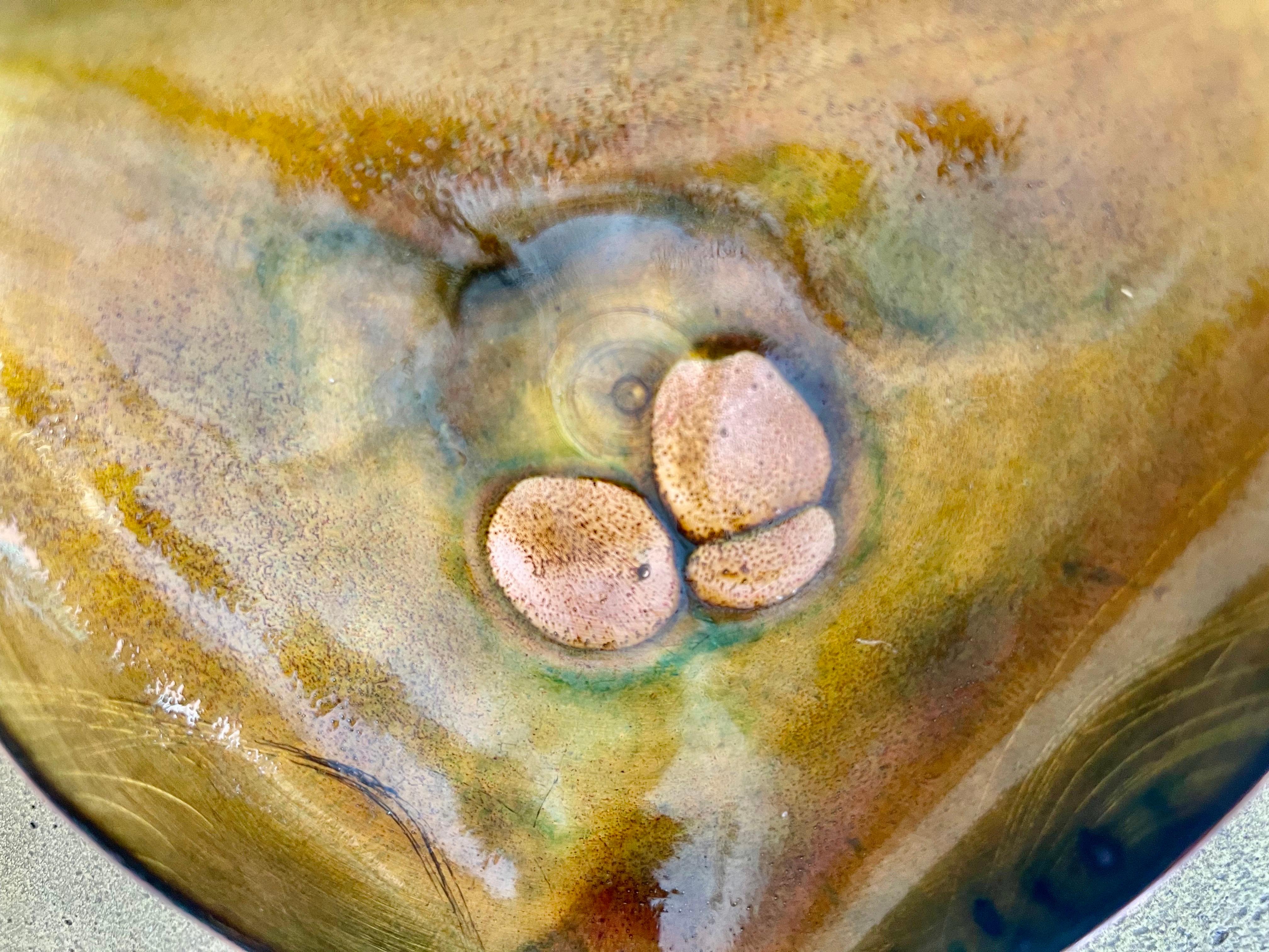 Paolo di Poli enameled copper bowl with organic design , Italy 1960 In Good Condition For Sale In La xara, VC