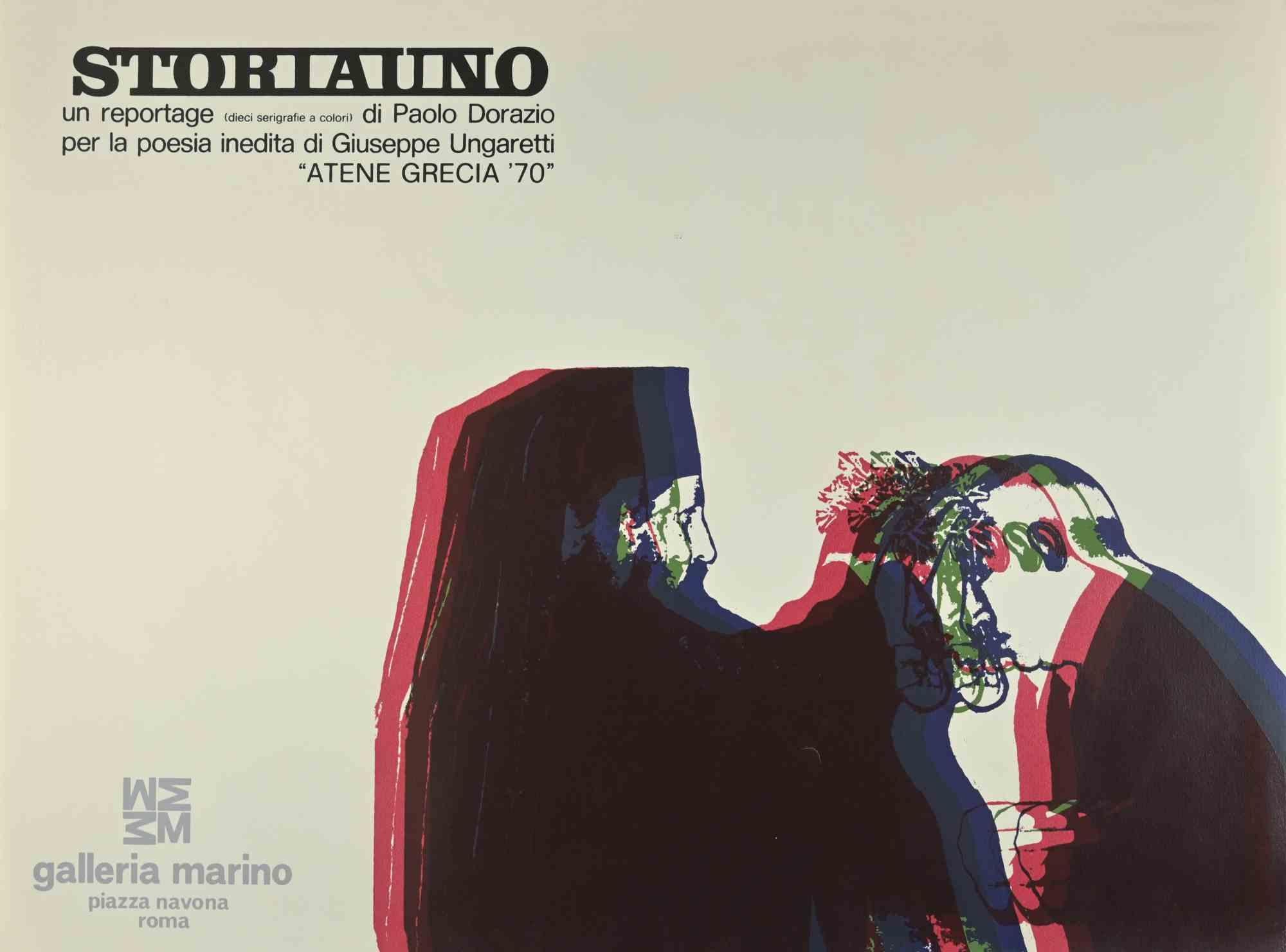 Storiauni  Le poème "Inedita" de Giuseppe Ungaretti est une affiche vintage sur papier réalisée dans les années 1970 par Paolo Dorazio.

Pour l'exposition de dix sérigraphies à la "Marino Gallery" à Rome, Italie.

Bonnes conditions.