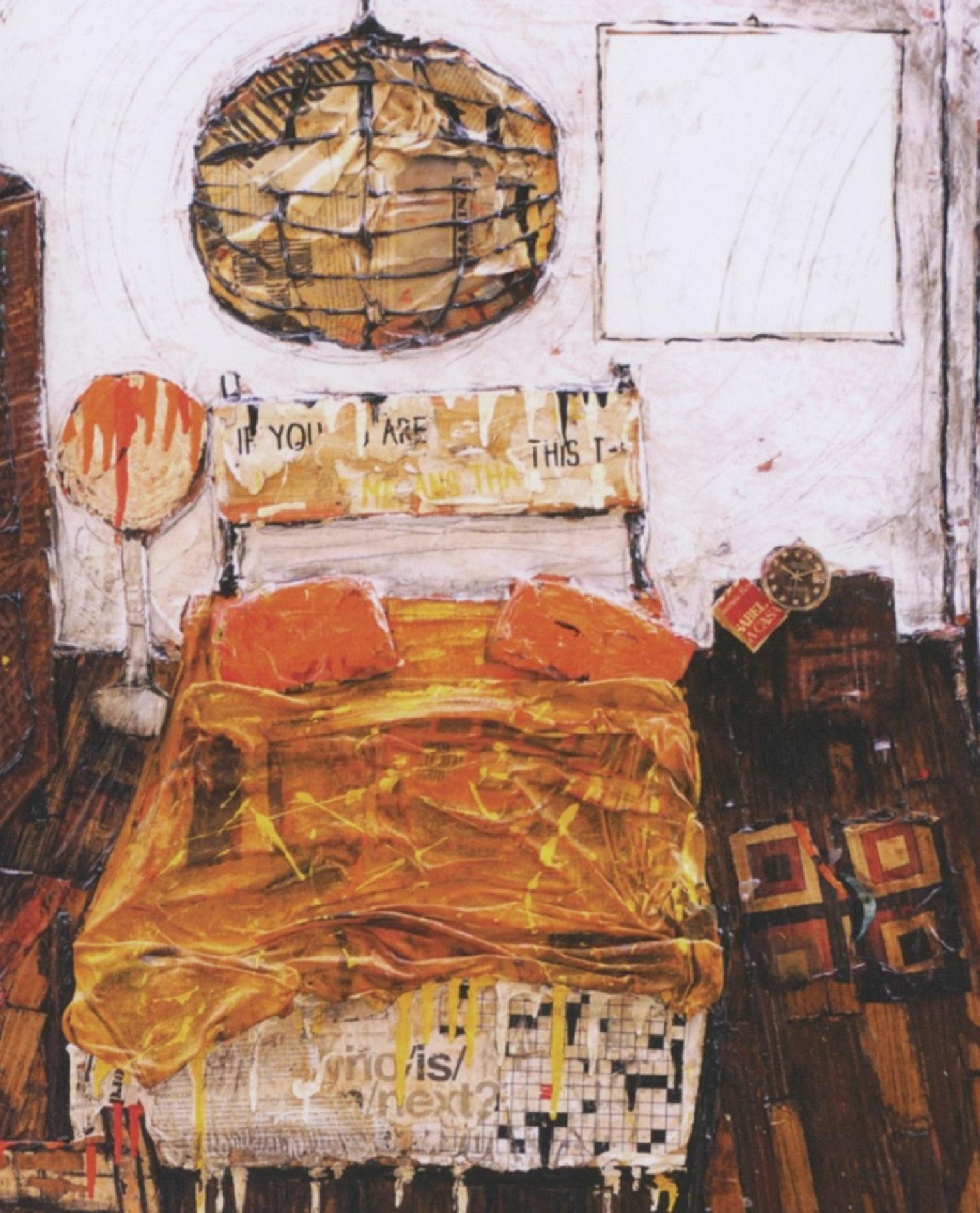 My bedroom
116 x 107 cm
Collage on cardboard, Acrylic and varnish paint

First of all it is Chaos 