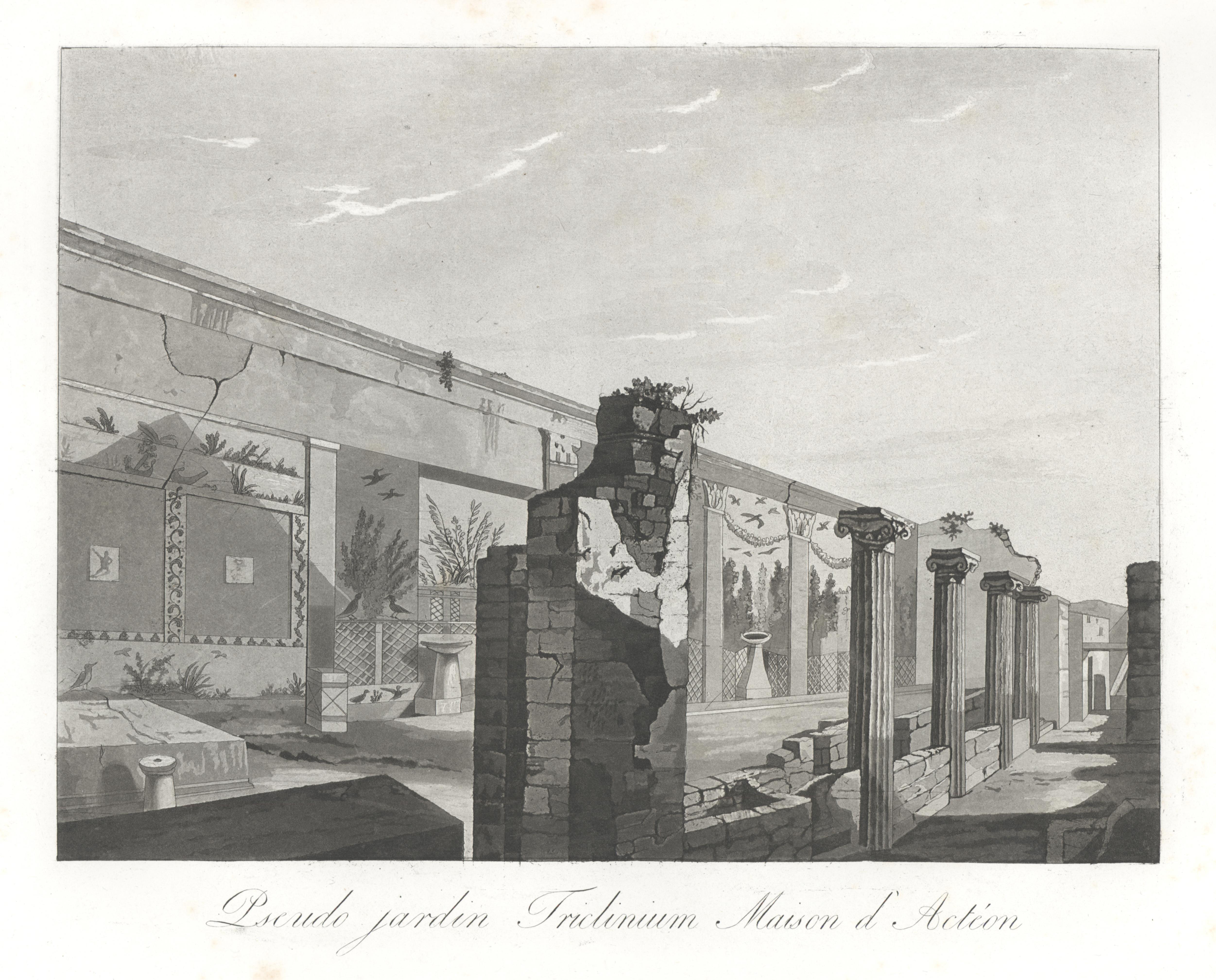 Group of 5 Aquatint Engravings of the Ancient Italian City of Pompei  - Gray Landscape Print by  Paolo Fumagalli