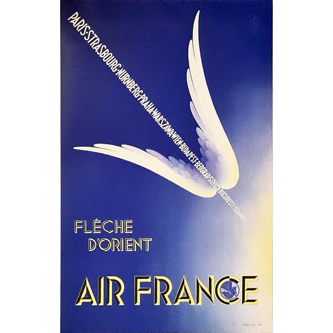 1936 Affiche de voyage originale de Garretto pour Air France "La Flèche d'Orient" - Print de Paolo Garretto