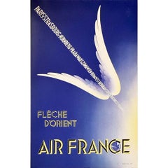 1936 Garretto's original travel poster for Air France "La Flèche d'Orient"