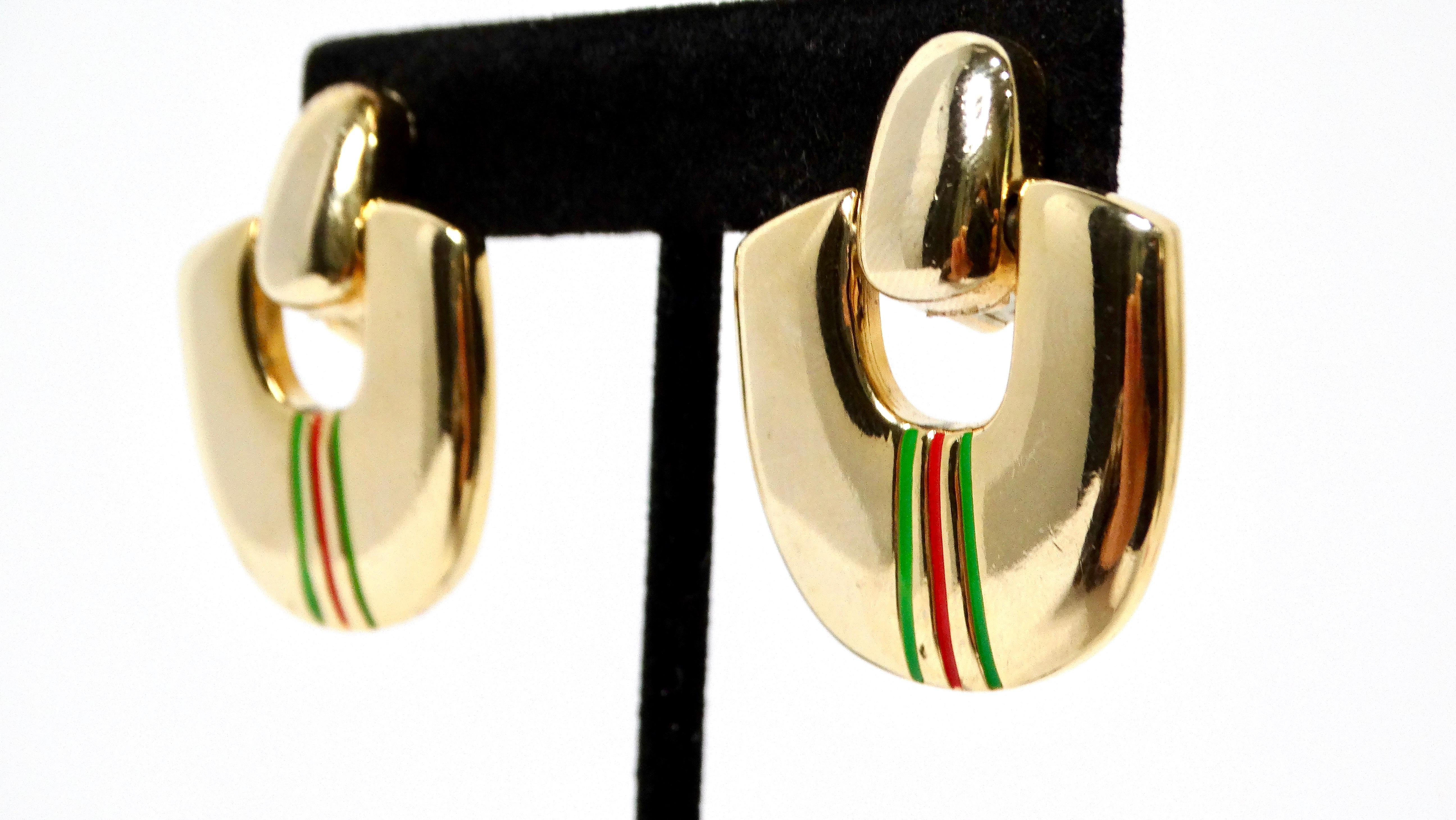 Paolo Gucci 1980s 18k Gold Plated Door Knocker Clip-On Earrings In Good Condition For Sale In Scottsdale, AZ