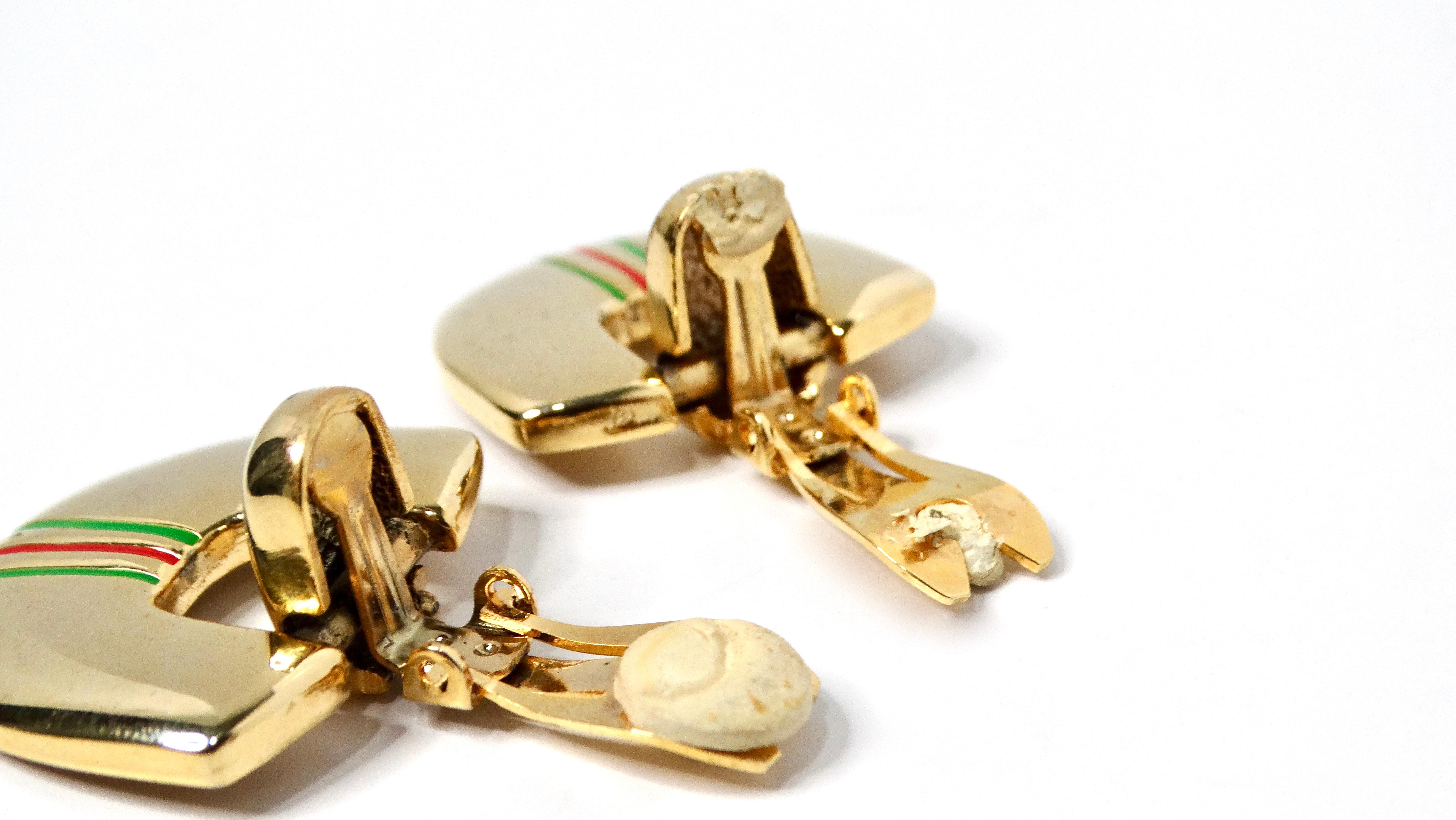 Paolo Gucci 1980s 18k Gold Plated Door Knocker Clip-On Earrings For Sale 1