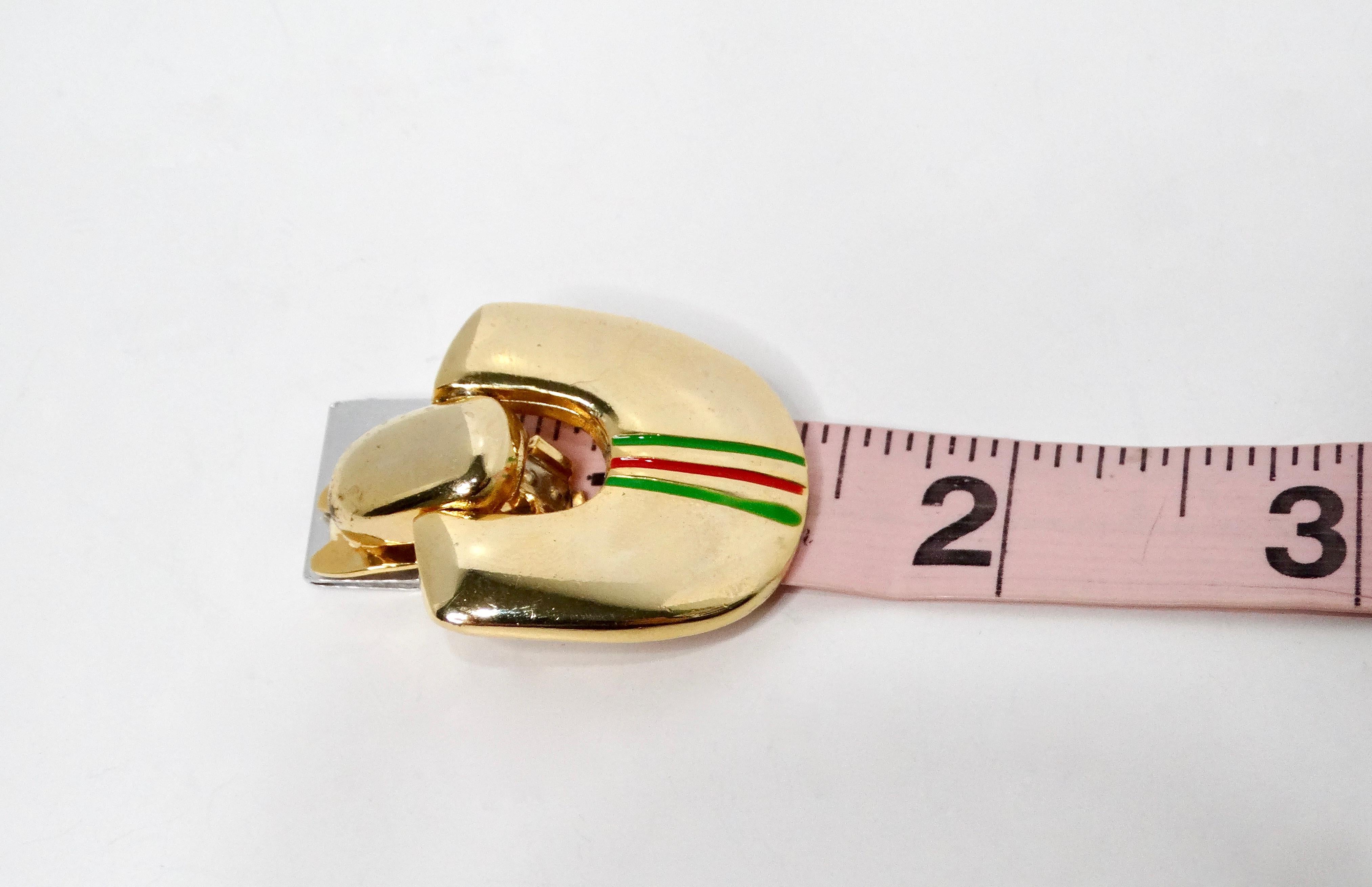 Paolo Gucci 1980s 18k Gold Plated Door Knocker Clip-On Earrings For Sale 3