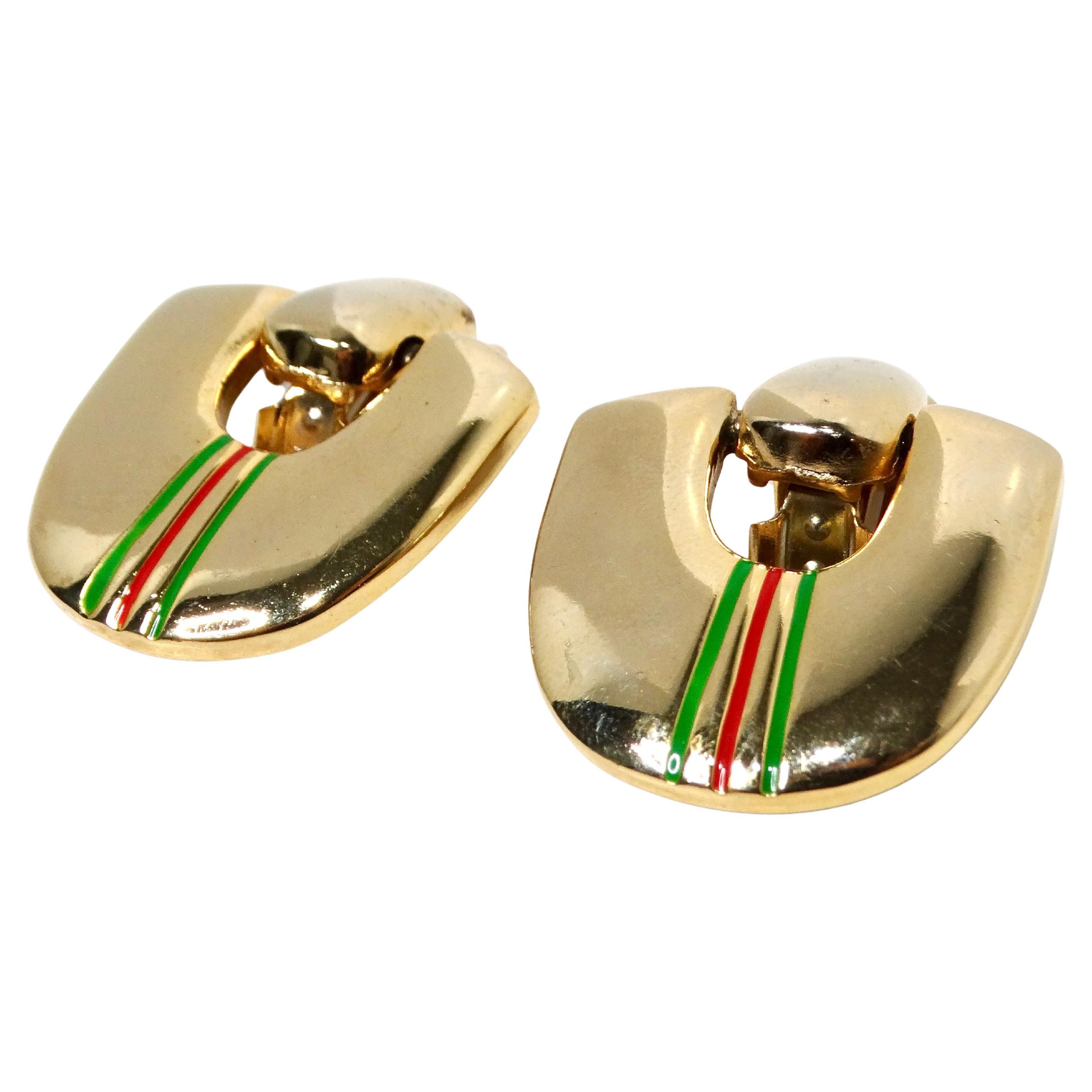 Paolo Gucci 1980s 18k Gold Plated Door Knocker Clip-On Earrings