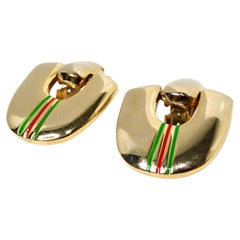 Paolo Gucci 1980s 18k Gold Plated Door Knocker Clip-On Earrings