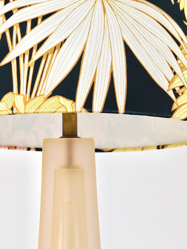 Paolo Gucci Art Deco Skyscraper Table Lamp, Lucite, Brass, Velvet