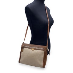 Paolo Gucci Borsa a tracolla in vinile e pelle Monogram beige vintage