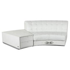 Paolo Gucci White Leather Curved Sofa & Table Set, Formitalia 1991