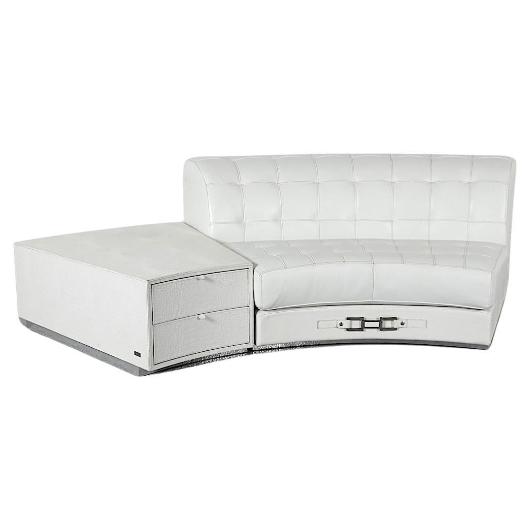 Paolo Gucci White Leather Curved Sofa 
Table Set, Formitalia 1991 For Sale