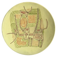 Paolo Loddo Italian Ceramic Decorative Dishes Plate, 1960s