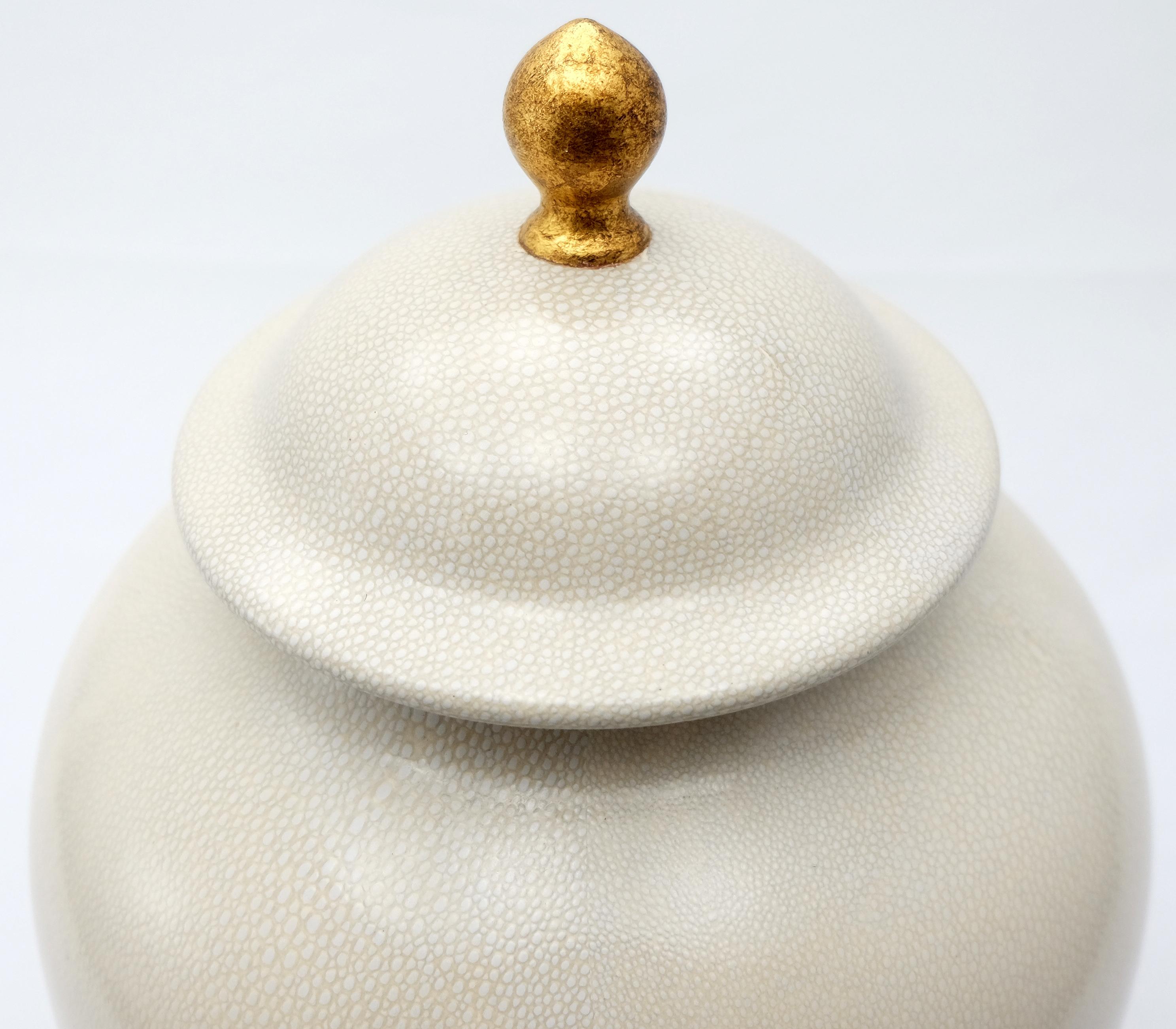 Paolo Marioni Large Italian Glazed Ceramic Jar with Gold-Leaf Accents For Sale 1