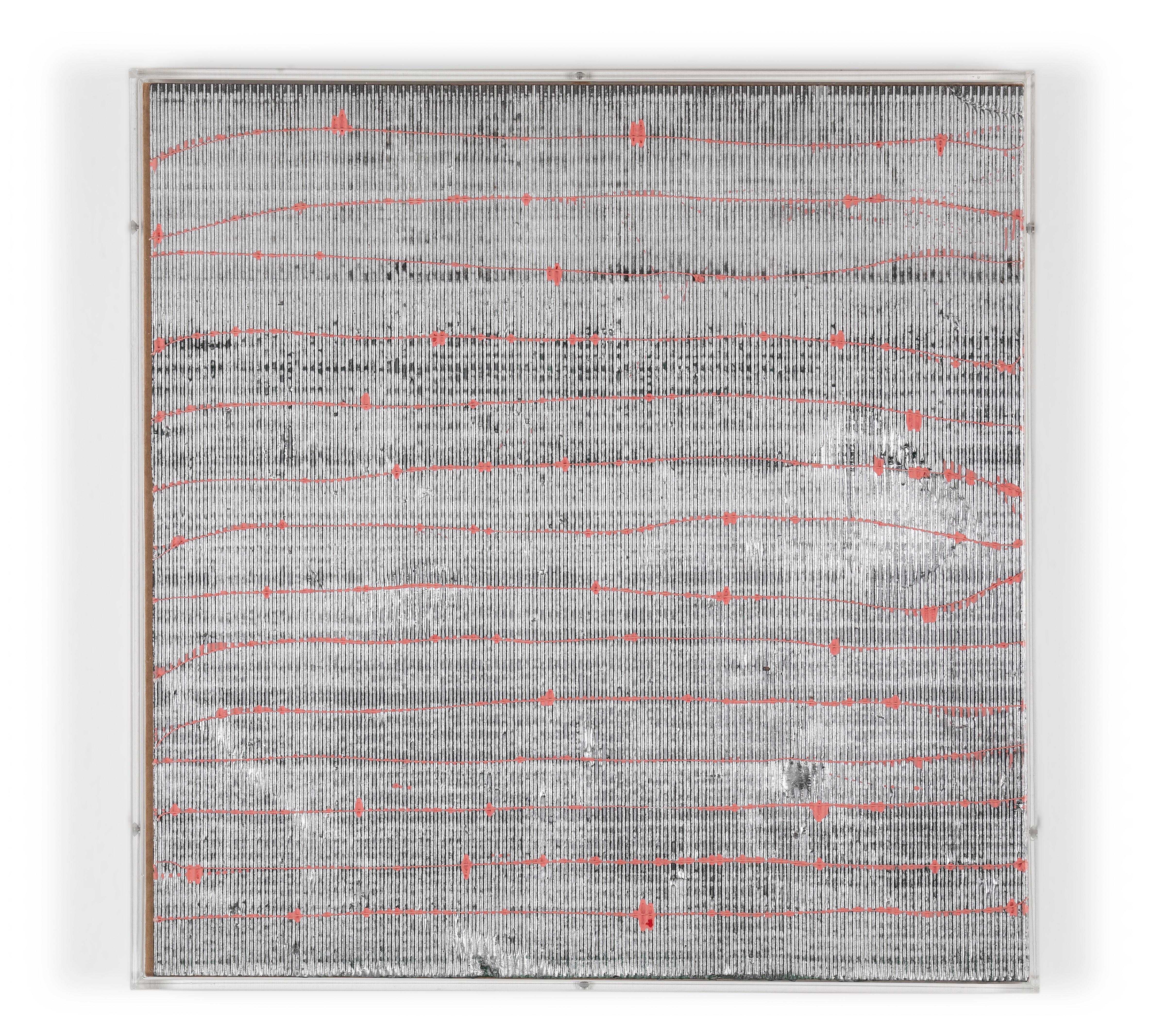 Paolo Masi Abstract Painting – Ohne Titel, 1980, Mischtechnik auf Karton, Plexiglas, Analytische Malerei