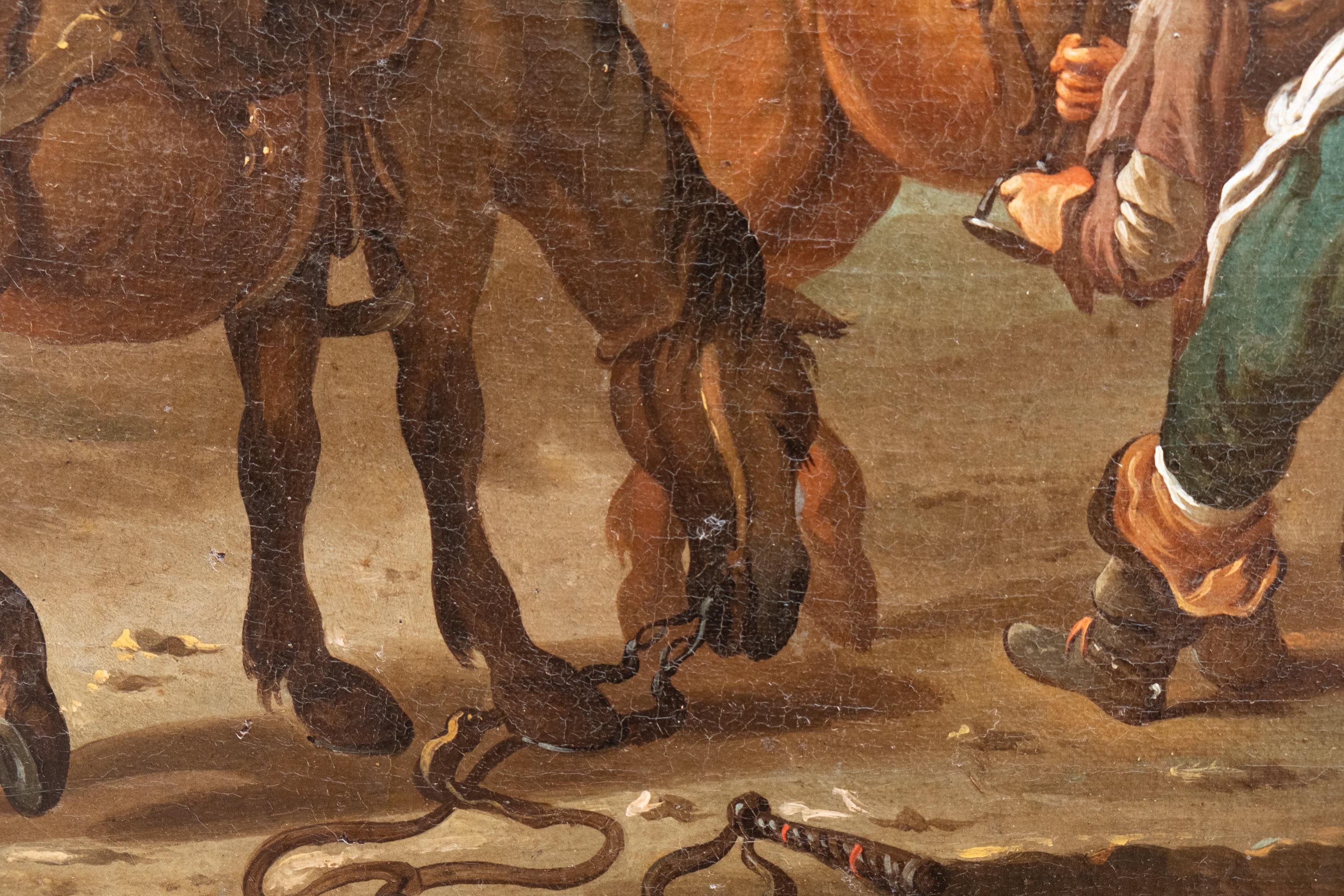 Bamboccianti-Landschaftsszenen mit Pferden und Kartenspielern, Rom um 1740 im Angebot 5
