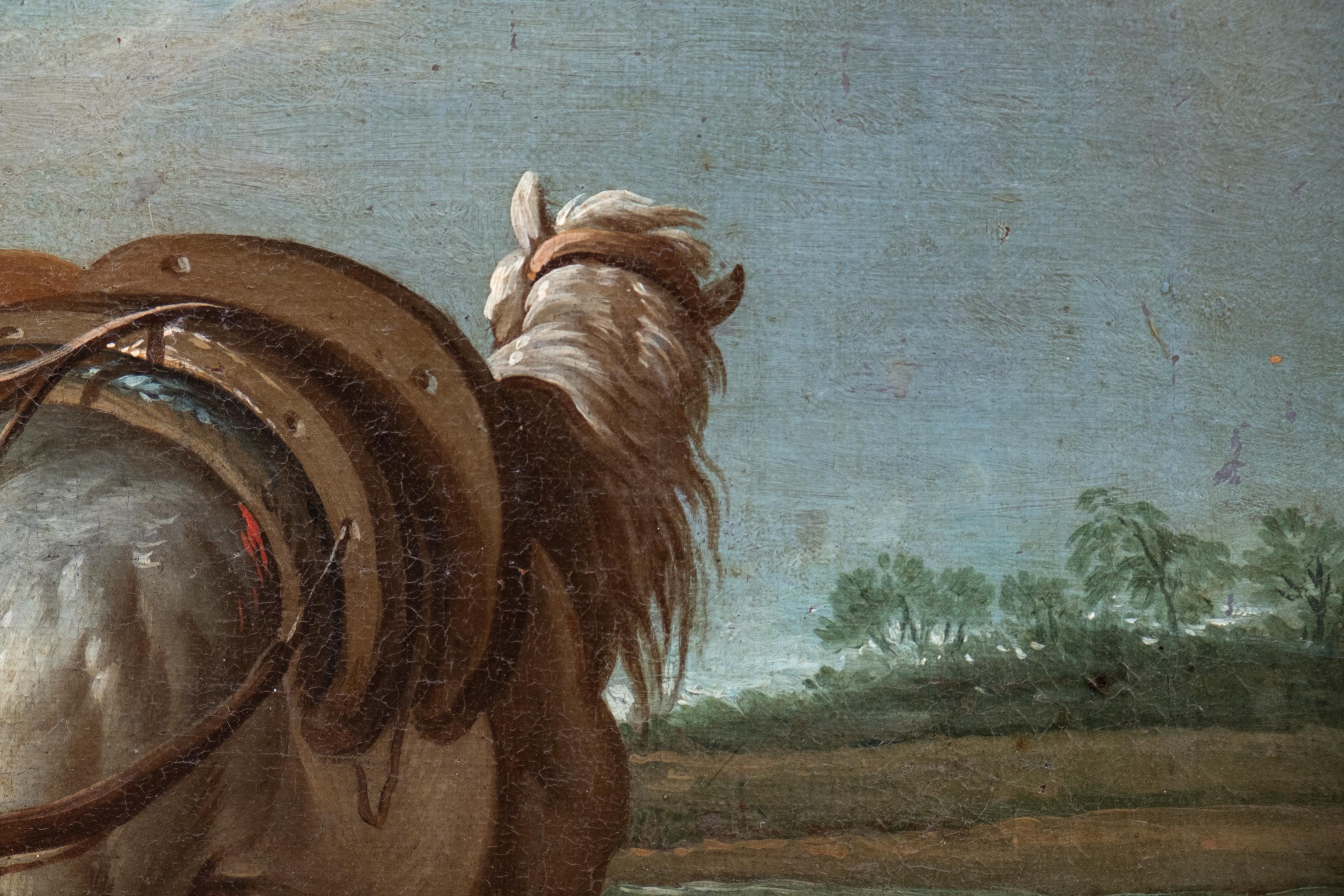 Bamboccianti-Landschaftsszenen mit Pferden und Kartenspielern, Rom um 1740 im Angebot 7