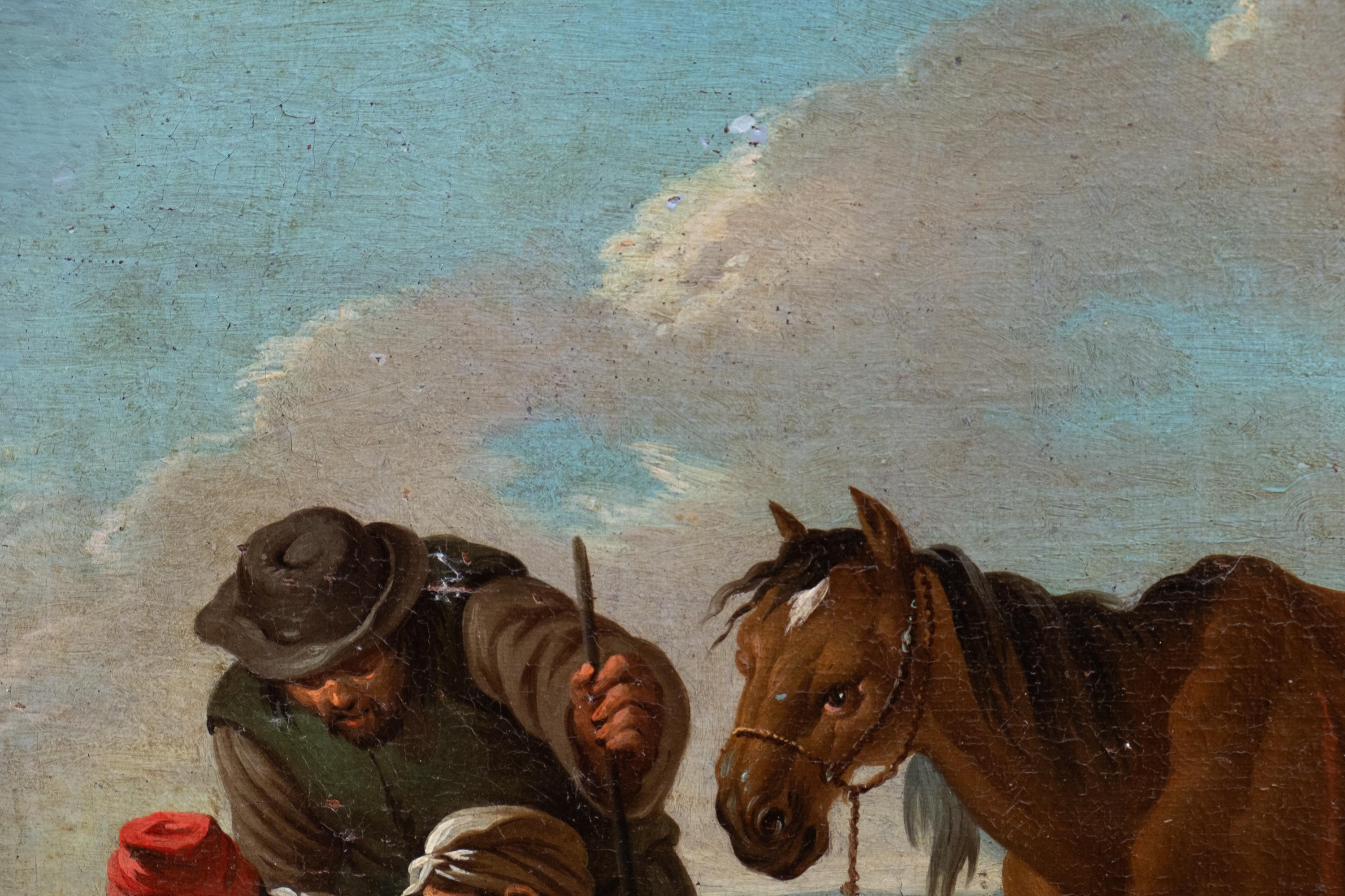Bamboccianti-Landschaftsszenen mit Pferden und Kartenspielern, Rom um 1740 im Angebot 4