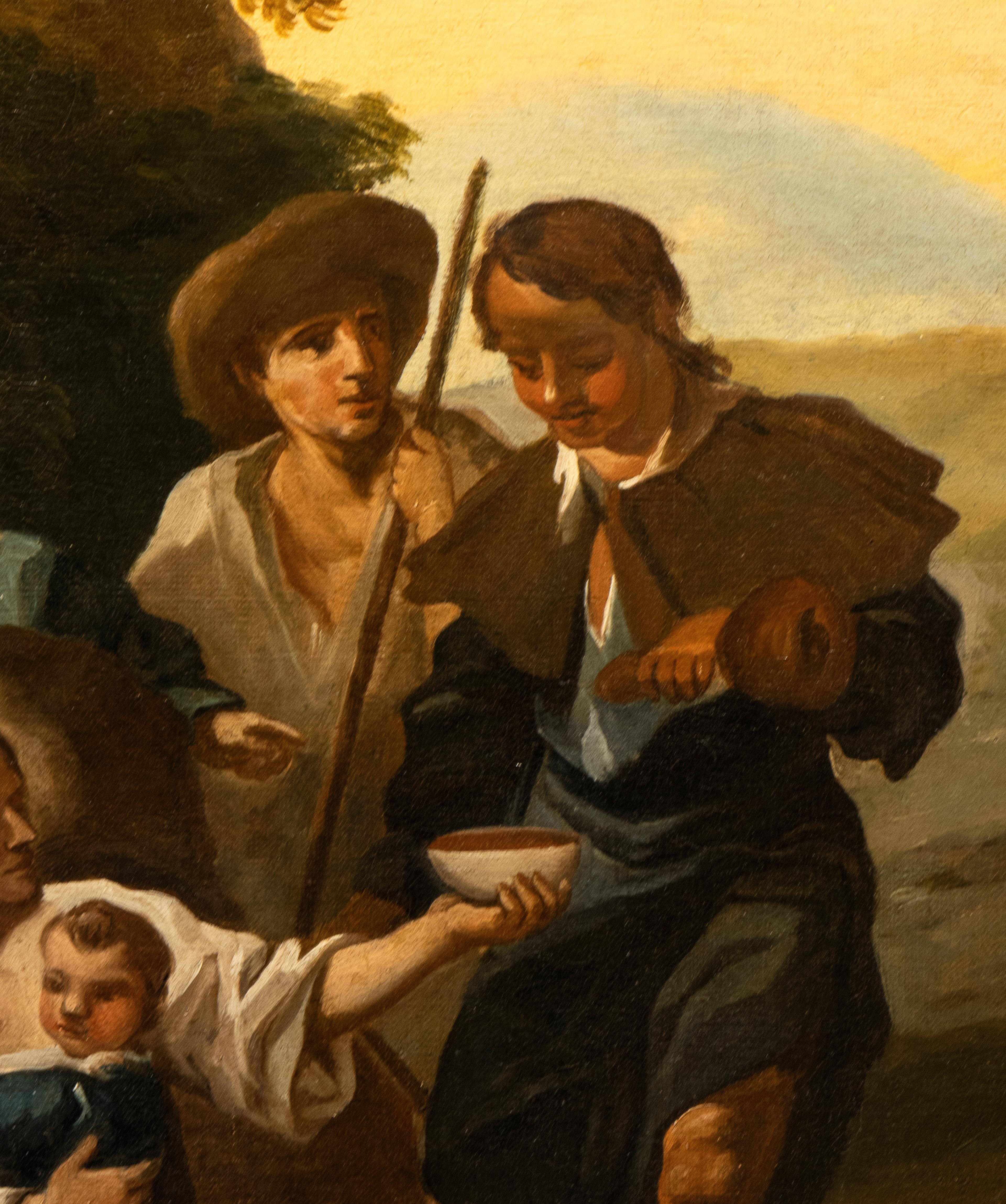18th Century Baroque Figurative Landscape Italian Oil Painting By Paolo Monaldi 2