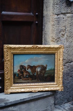 Card Game in the Countryside. Circa 1740. Roman school: Bamboccianti.
