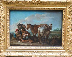 Card Game in the Countryside. Circa 1740. Roman school: Bamboccianti.