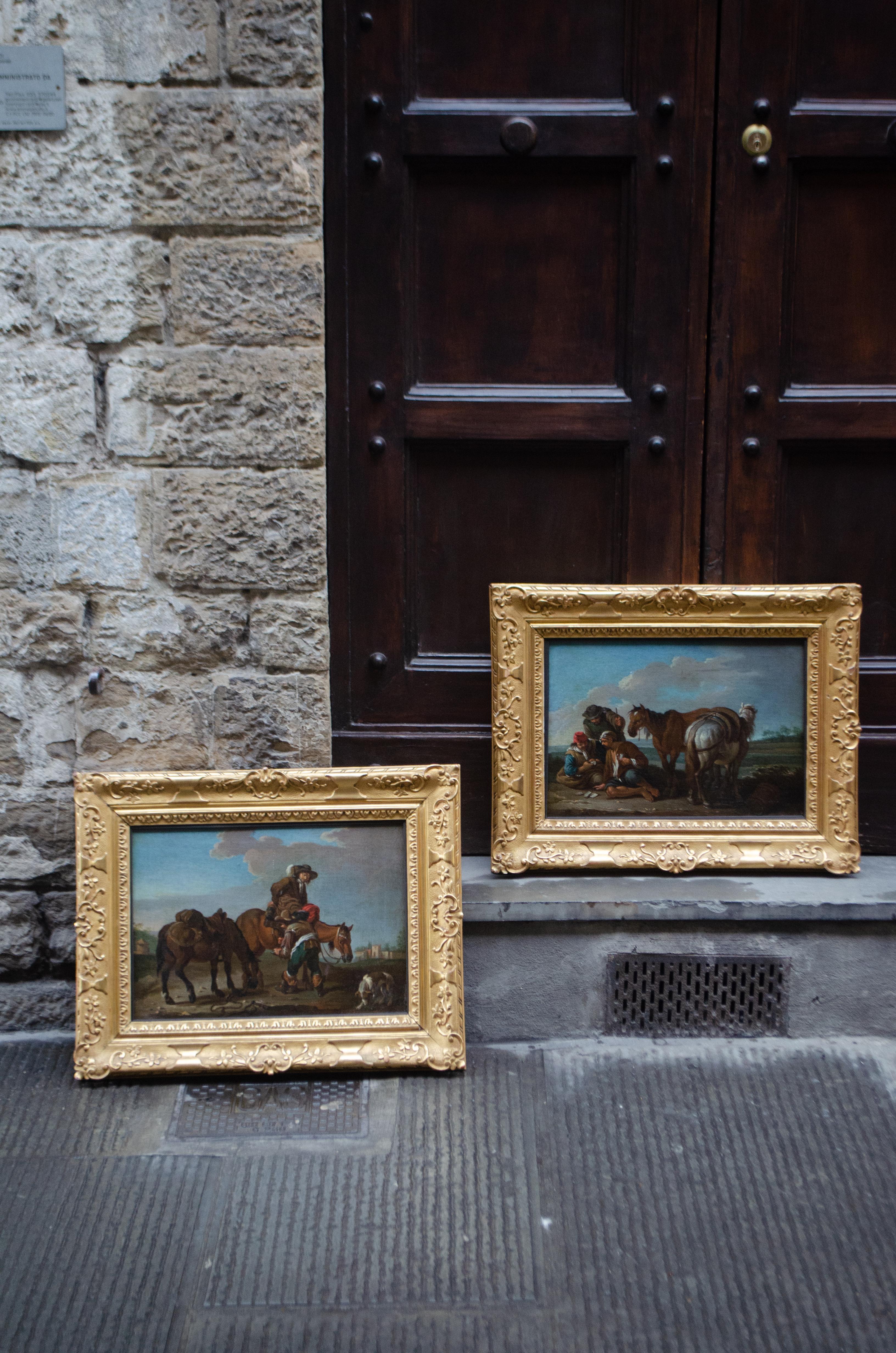 Escuela romana, hacia 1740. Interludio en el campo con caballos cerca de Roma. 13