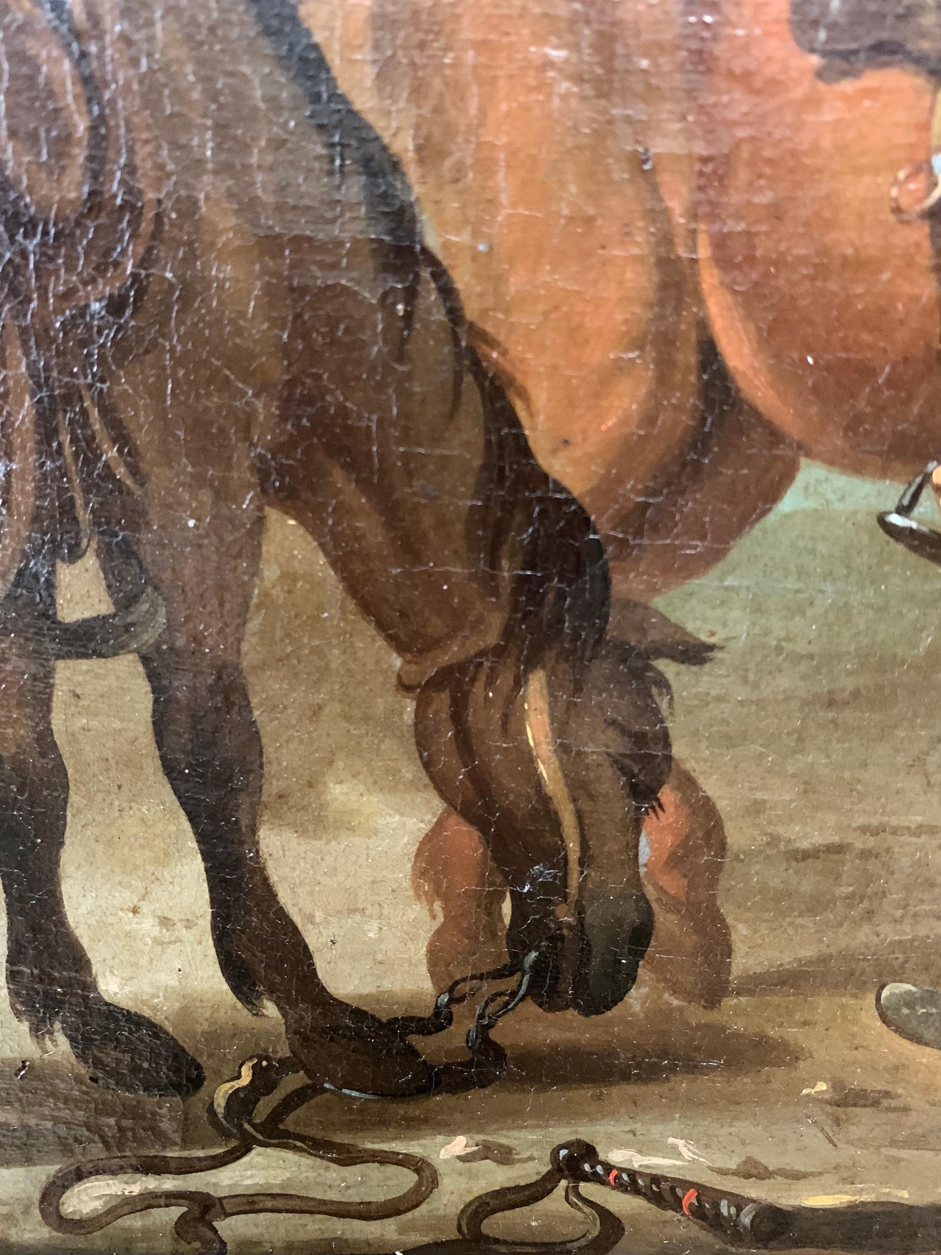 Escuela romana, hacia 1740. Interludio en el campo con caballos cerca de Roma. 7