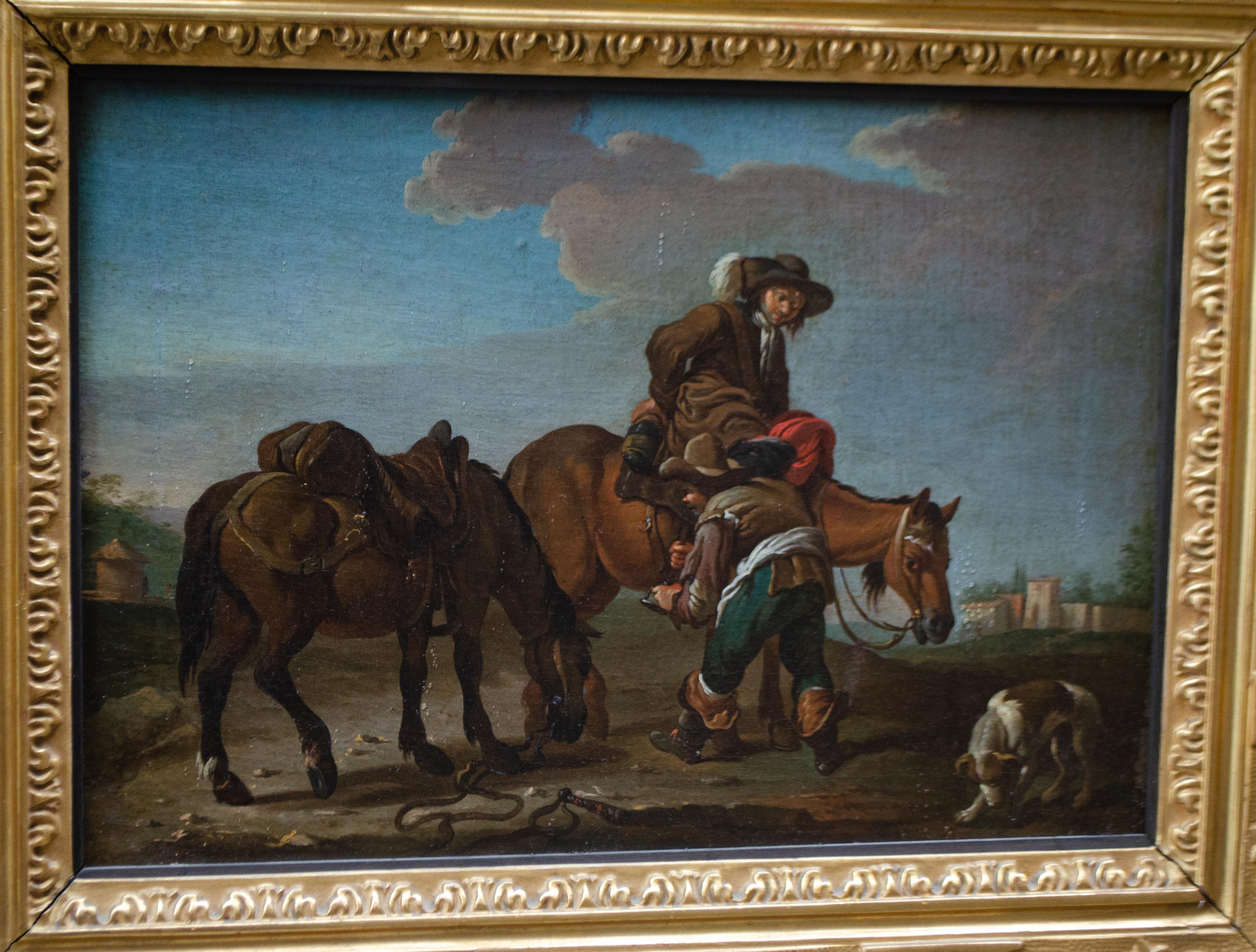 Escuela romana, hacia 1740. Interludio en el campo con caballos cerca de Roma. 1