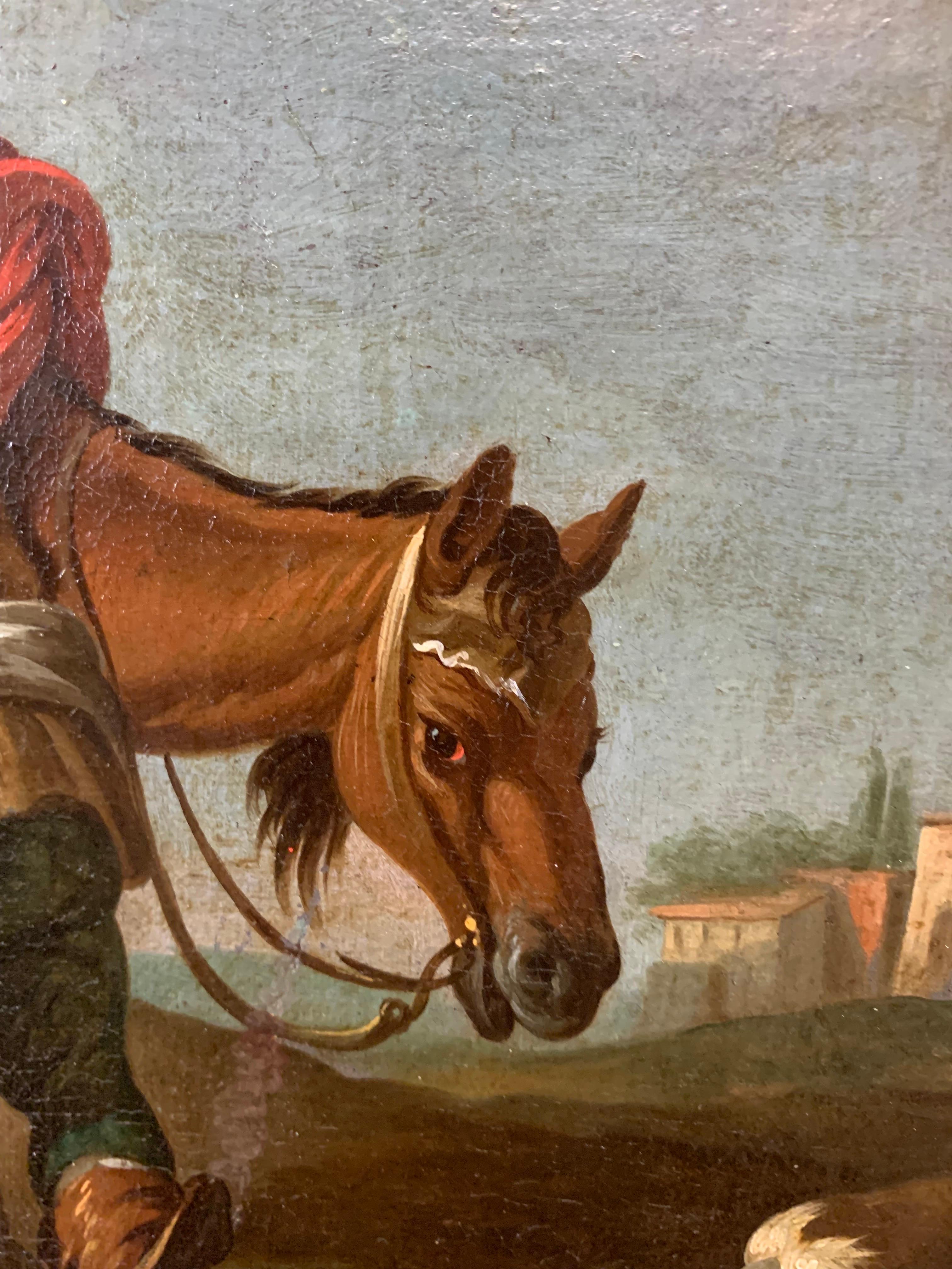 Escuela romana, hacia 1740. Interludio en el campo con caballos cerca de Roma. 4