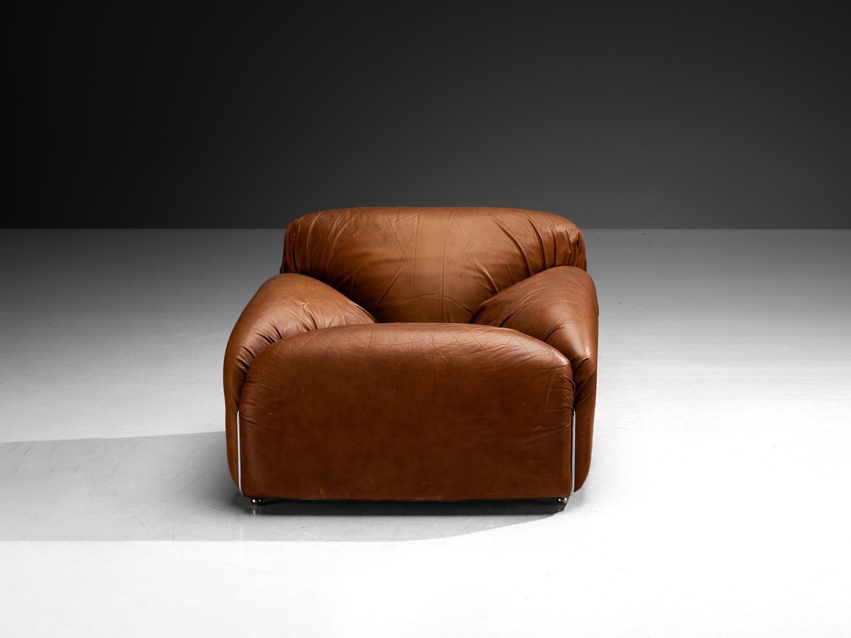 Paolo Nava y Antonio Citterio para Viebieffe, Butaca 'POP', cuero, metal, Italia, años 70

Maravilloso ejemplo del diseño italiano de los años 70, este sillón 
