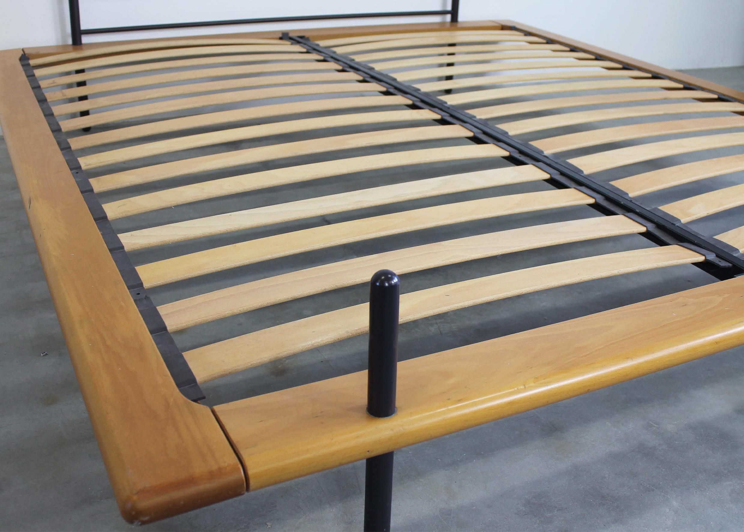 Italian Paolo Pallucco Acquariano Bed Structure in Beechwood and Steel 1980s Italy