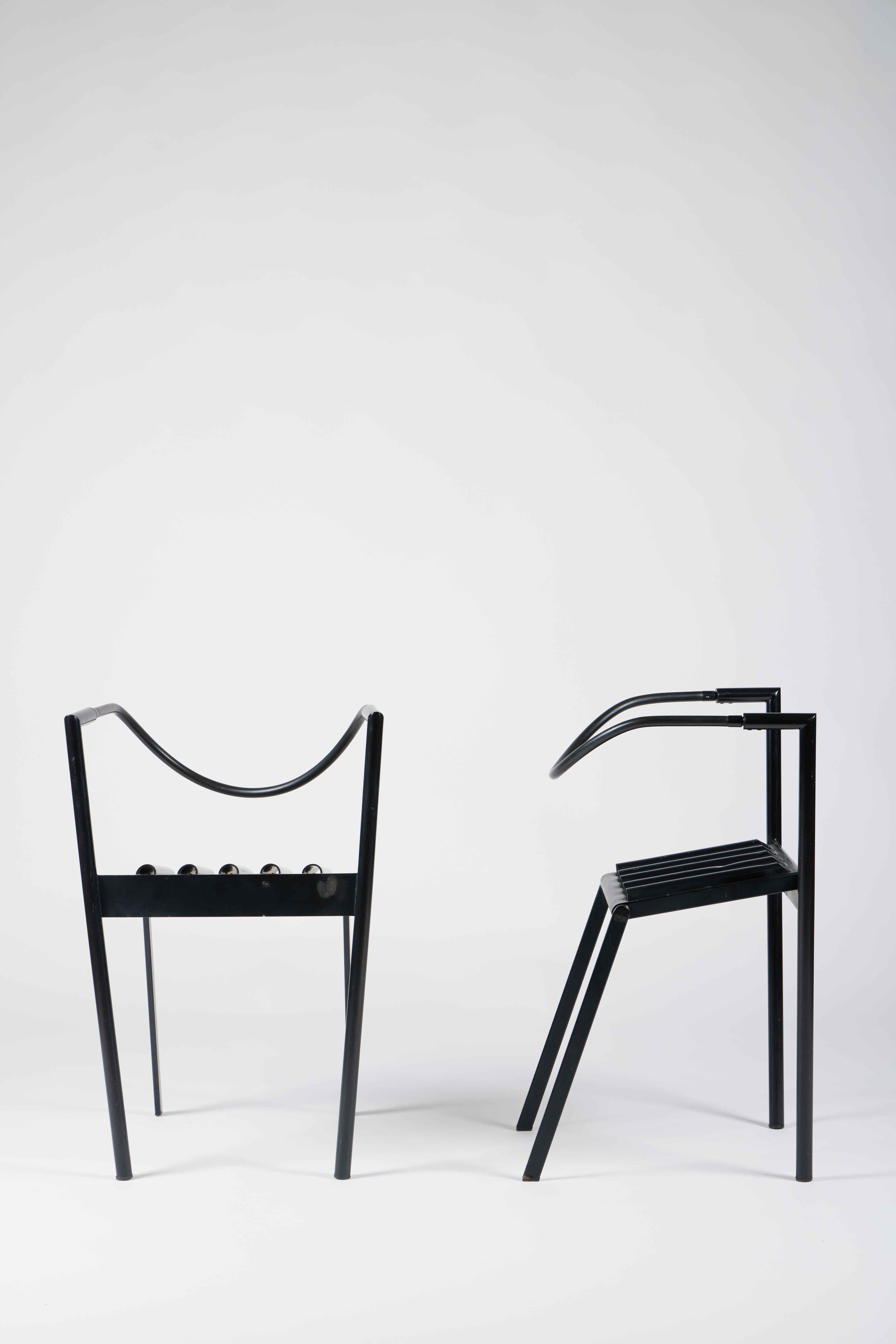 Italian Paolo Pallucco and Mireille Rivier set of 2 Hans e Alice chairs, 1986 For Sale