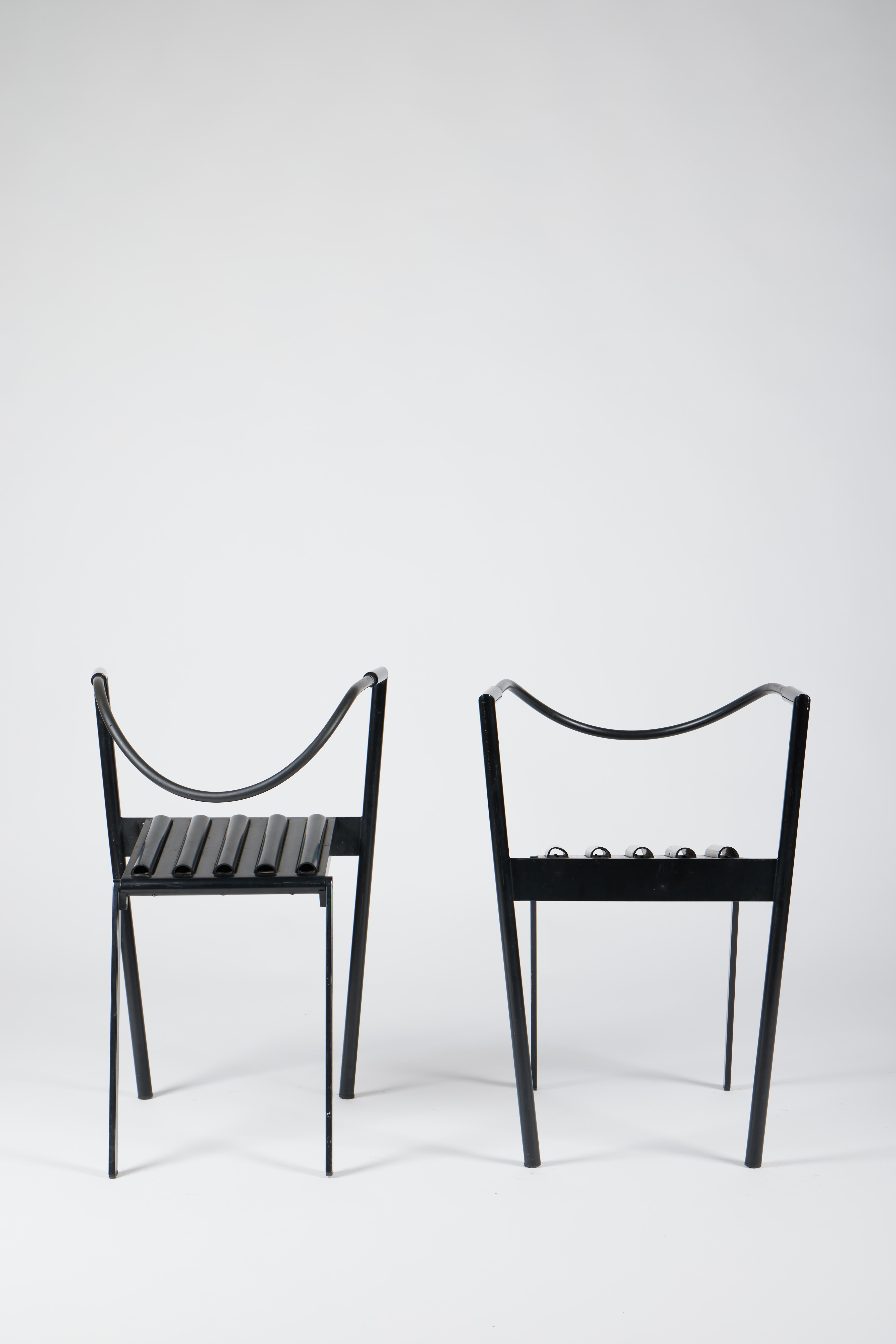 Fin du 20e siècle Ensemble de 2 chaises Hans et Alice de Paolo Pallucco et Mireille Rivier, 1986 en vente