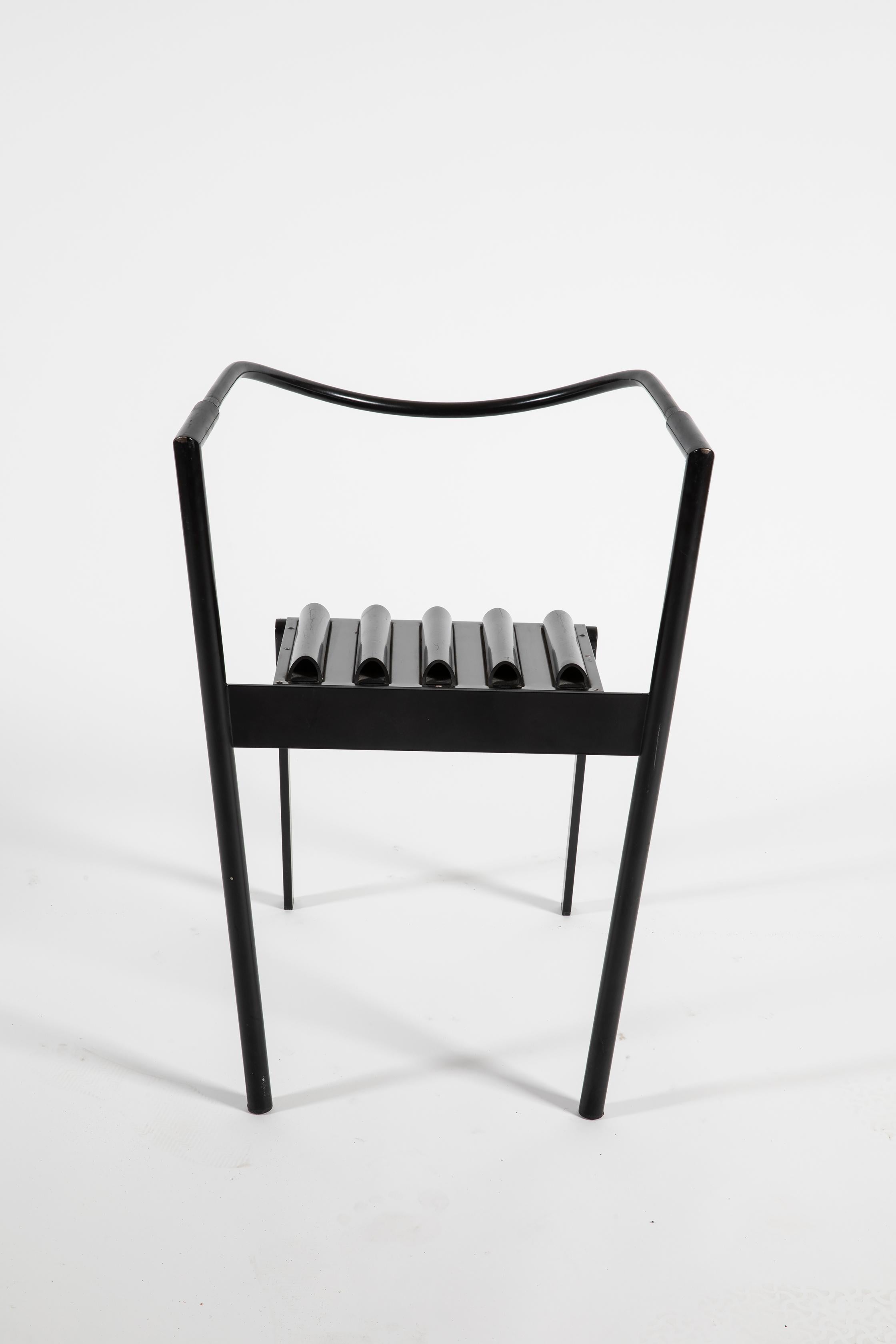 Post-Modern Paolo Pallucco and Mireille Rivier Set of 2 Hans e Alice Steel and Rubber Chairs
