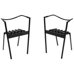 Paolo Pallucco and Mireille Rivier Set of 2 Hans e Alice Steel and Rubber Chairs