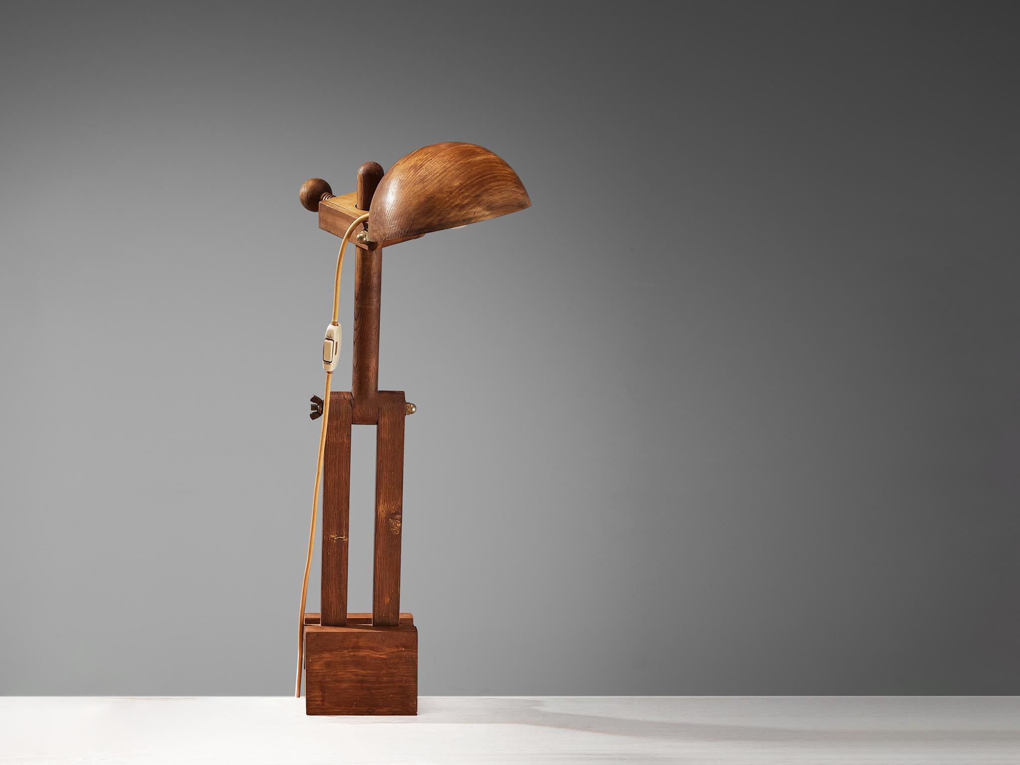 Paolo Pallucco Playful Table Clamp Lamp in Solid Chestnut For Sale 4