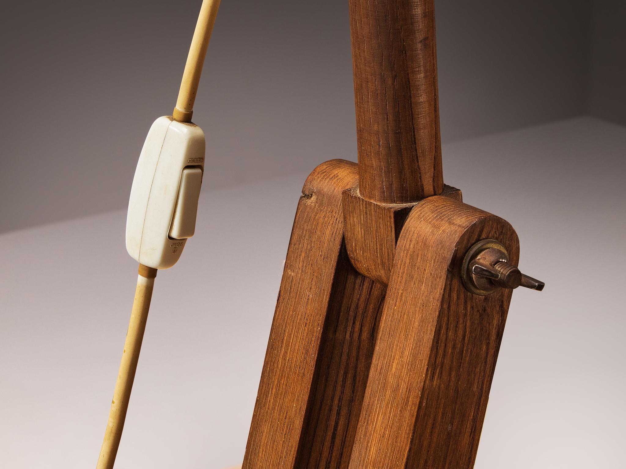 Mid-20th Century Paolo Pallucco Playful Table Clamp Lamp in Solid Chestnut For Sale