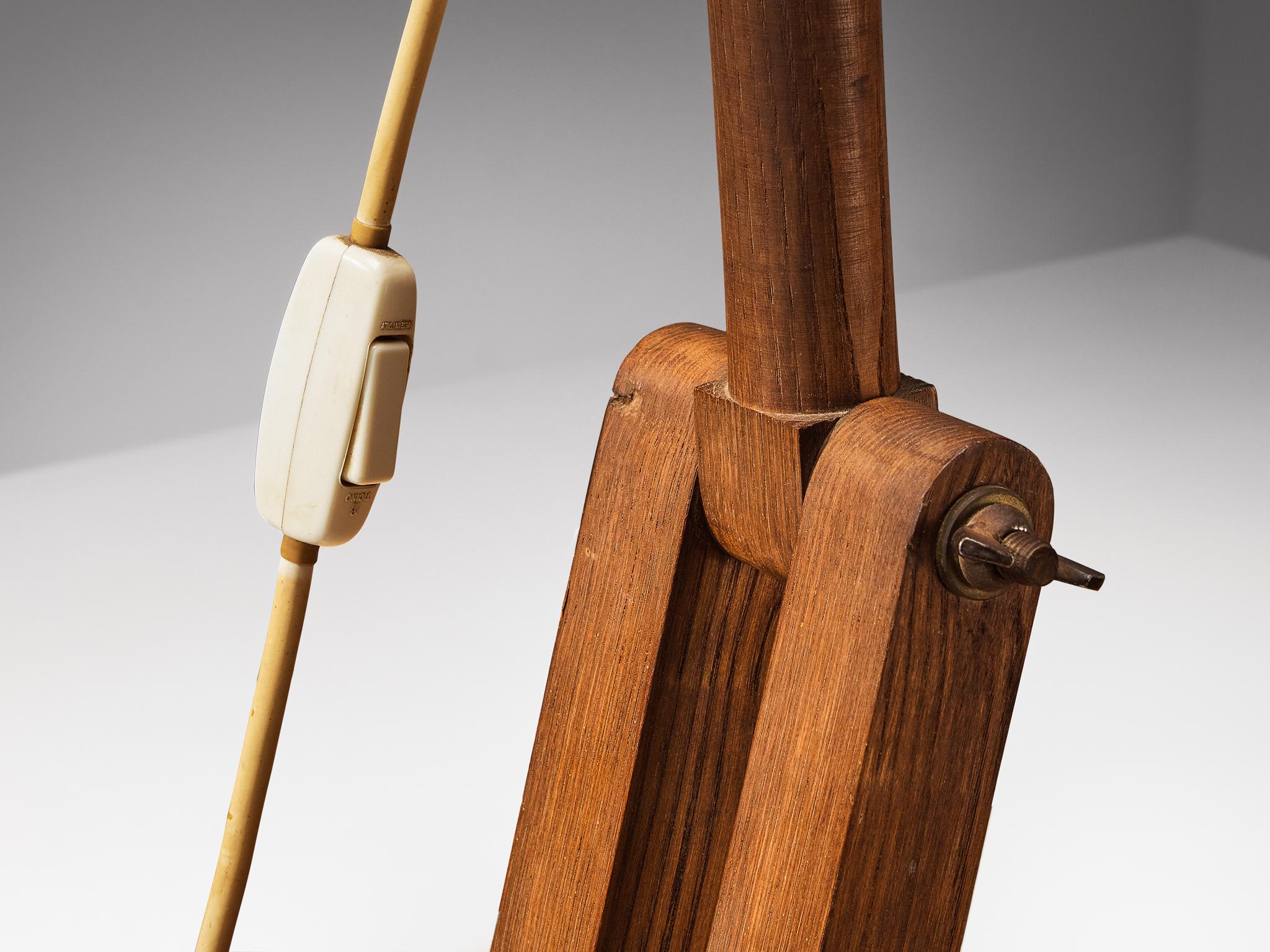 Mid-20th Century Paolo Pallucco Playful Table Clamp Lamps in Solid Chestnut  For Sale