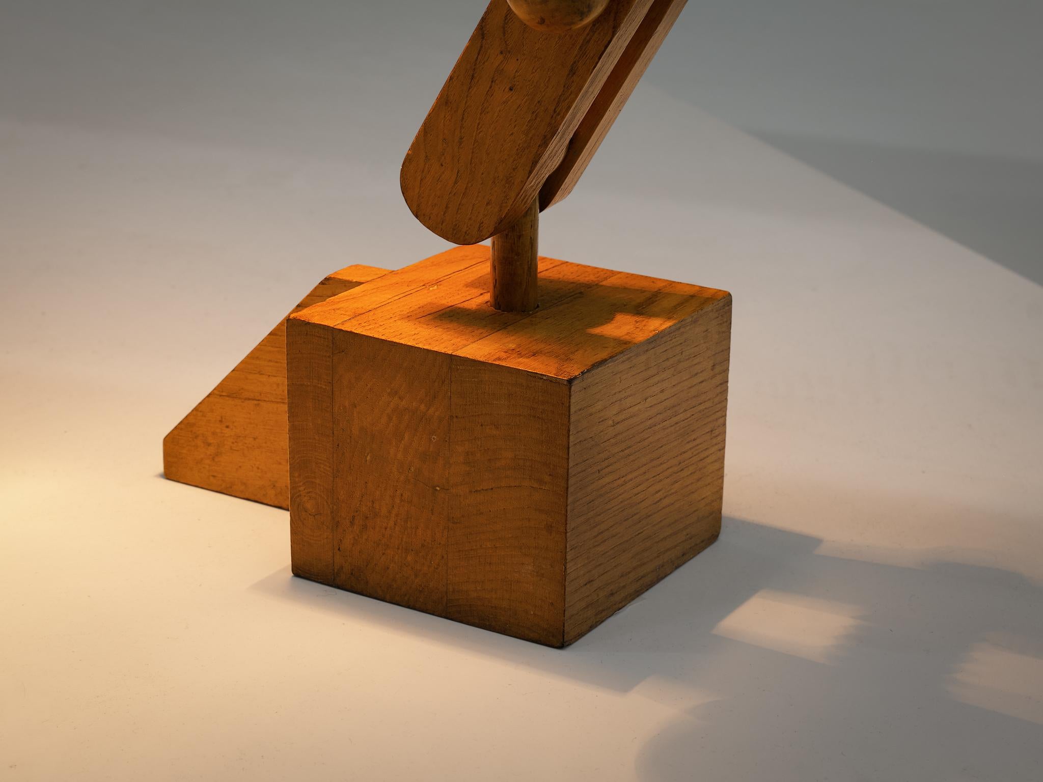 Paolo Pallucco Playful Table Lamp in Solid Oak In Good Condition In Waalwijk, NL