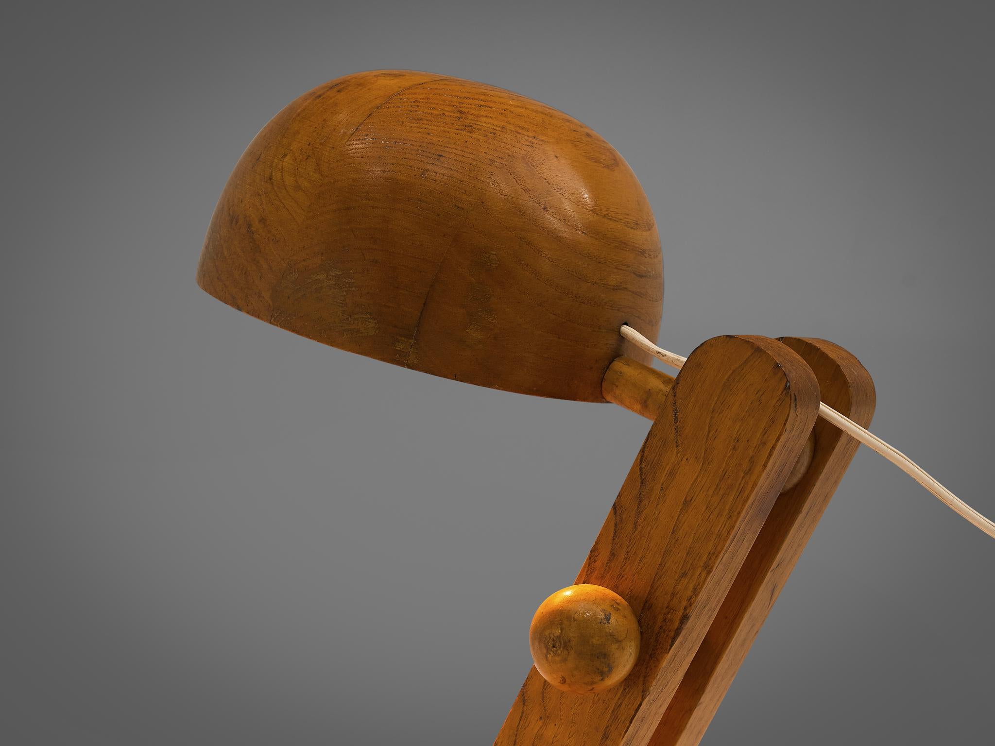 Mid-20th Century Paolo Pallucco Playful Table Lamp in Solid Oak