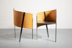 Paolo Pallucco Two 'Merry-Go-Round' Steel and Plywood Occasional Chairs, 1988