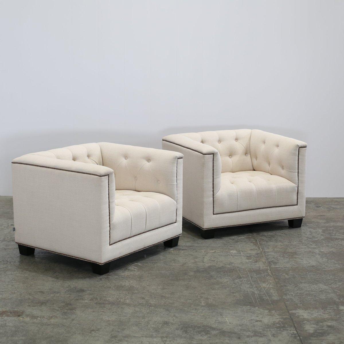 Fabric Paolo Panama Natural Armchairs by Eichholtz, Set of Two For Sale